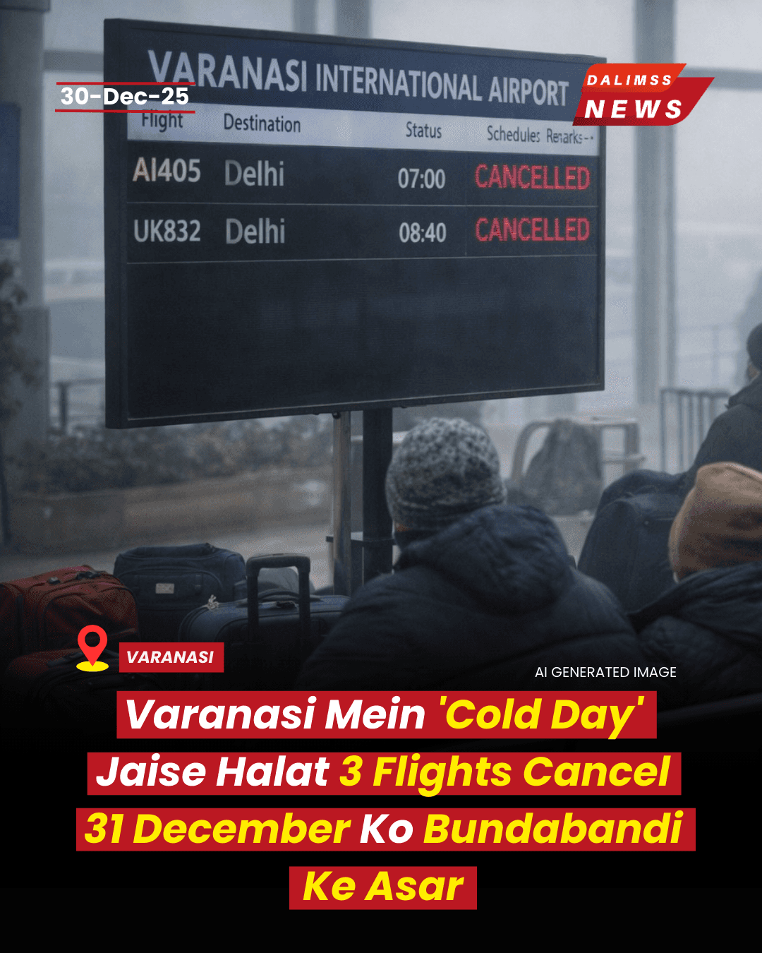Winter Chill Tightens Grip on Varanasi: "Cold Day" Conditions and Flight Disruptions Reported