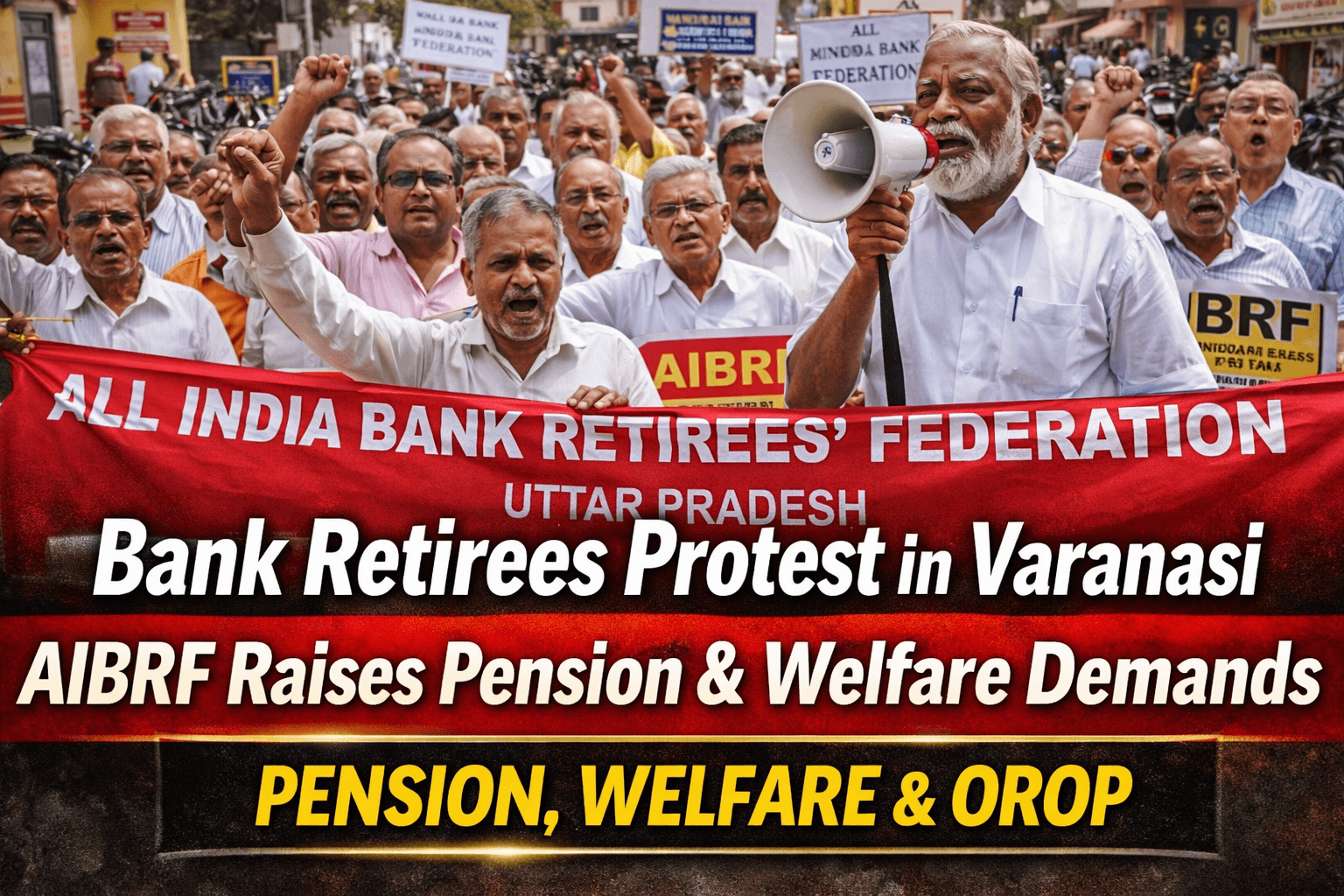 Bank Retirees Protest in Varanasi: AIBRF Raises Pension, Welfare & OROP Demands
