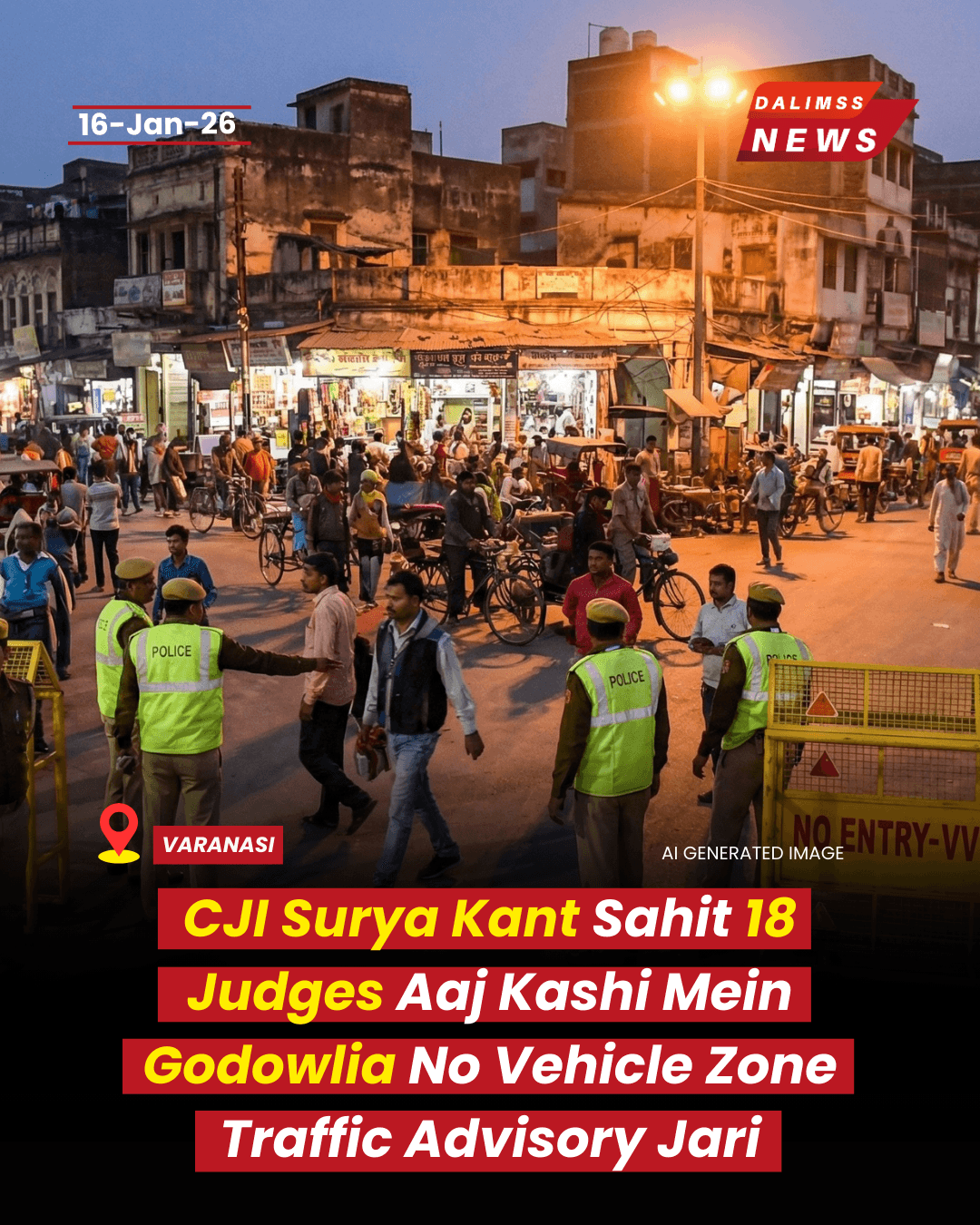Varanasi Security Alert: CJI Justice Surya Kant Visits, Traffic Restrictions, No Vehicle Zones & Diversions Jan 16-17