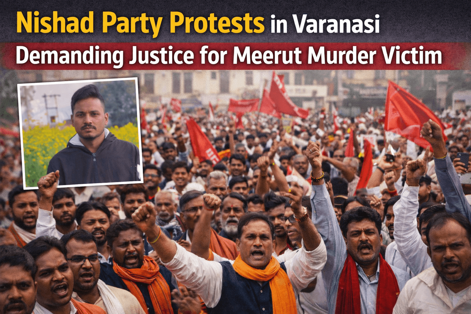 Nishad Party Protests in Varanasi Demanding Justice for Meerut Murder Victim