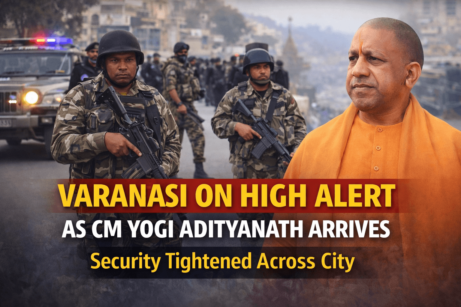 Varanasi on High Alert as CM Yogi Adityanath Visits , Security Tightened Across City