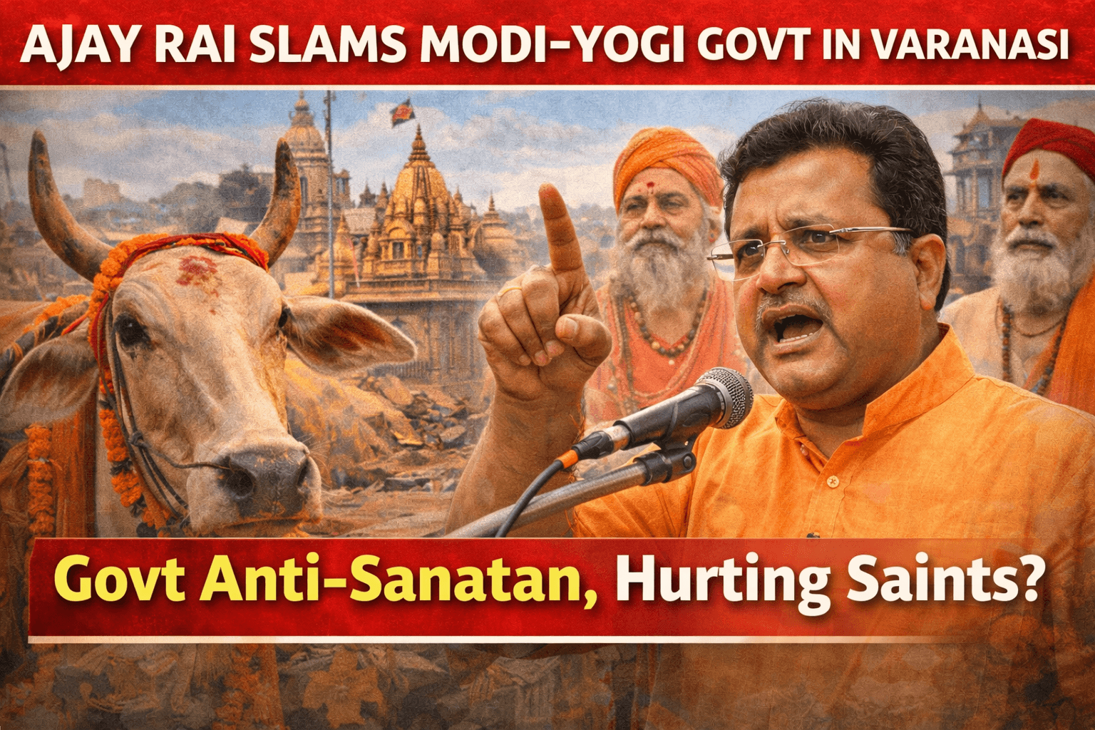 Ajay Rai Attacks Modi–Yogi Govt in Varanasi, Calls It Anti-Sanatan.