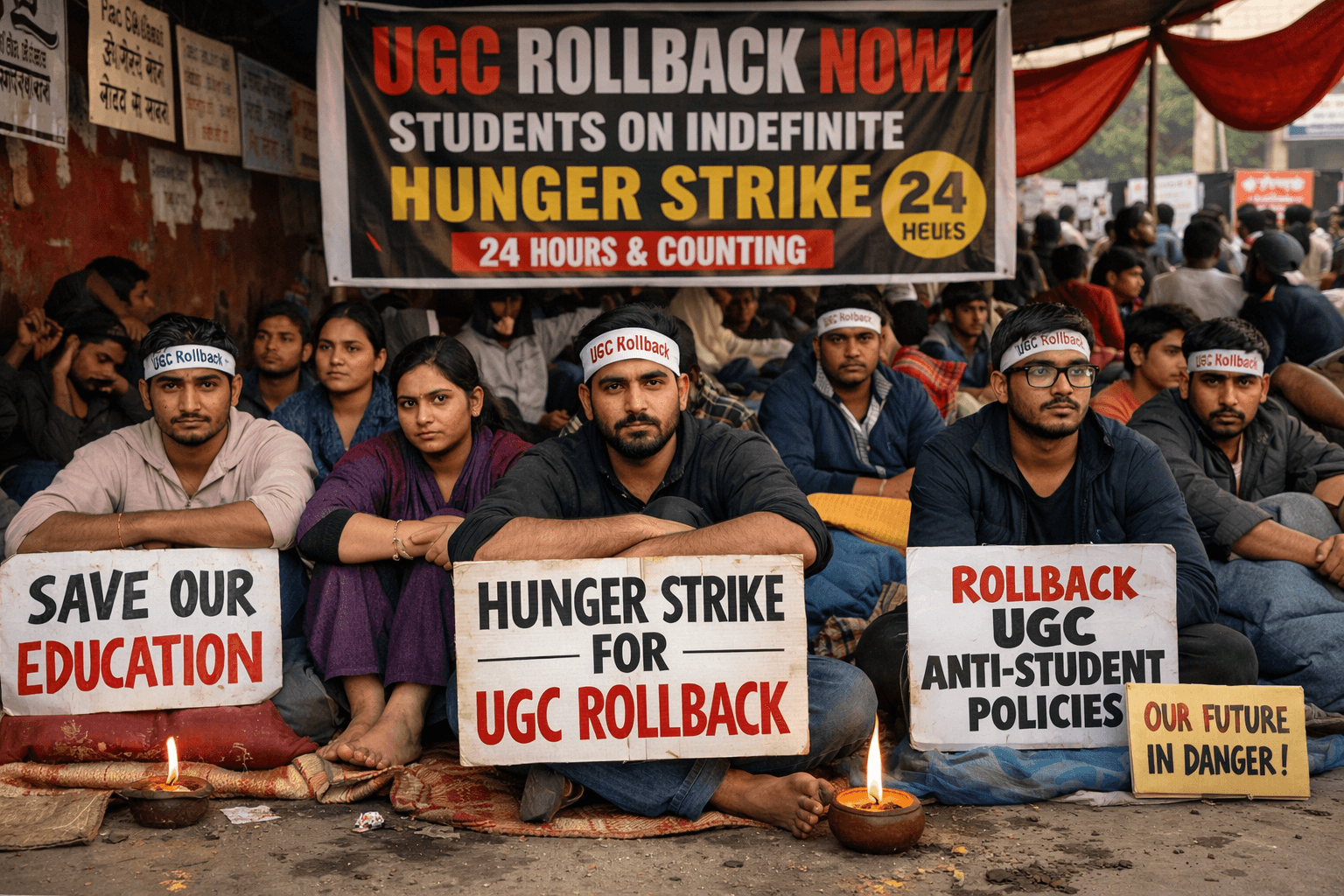 Varanasi Students Begin Indefinite Hunger Strike Demanding UGC Rollback, Anshan Crosses 24 Hours