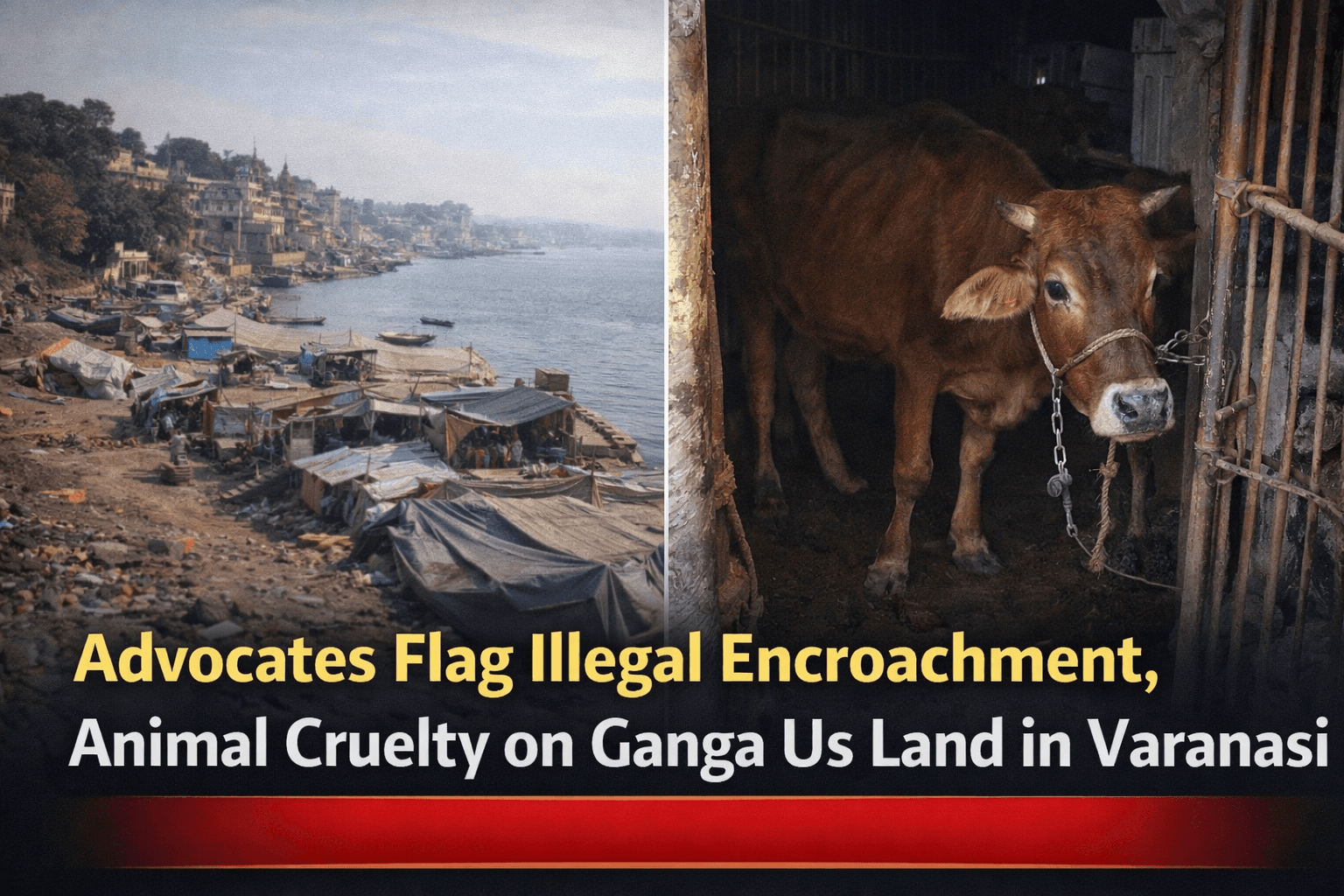 Advocates Flag Illegal Encroachment, Animal Cruelty on Ganga Us Land in Varanasi