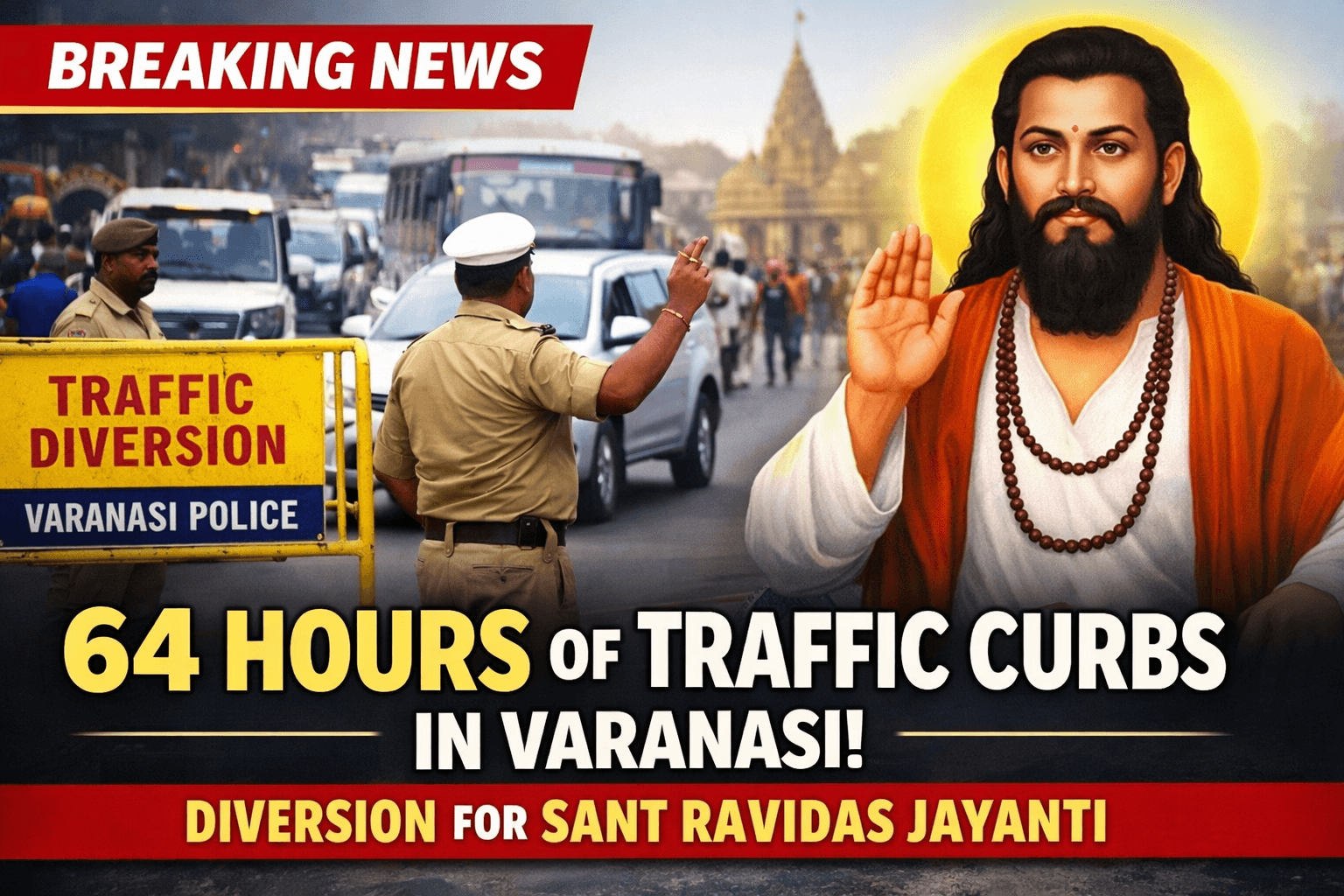 64-Hour Traffic Diversion in Varanasi from Jan 30–Feb 1 for Sant Ravidas Jayanti Celebrations