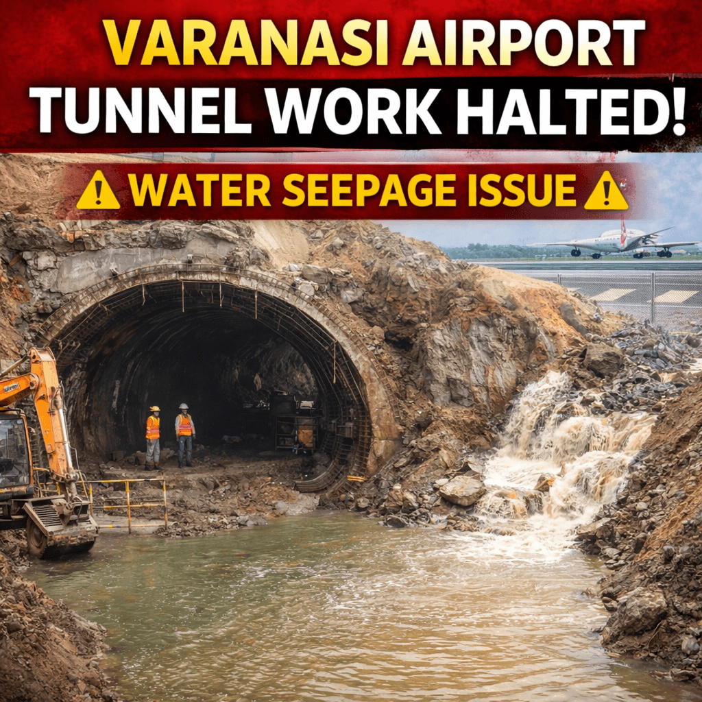 Varanasi Airport Tunnel Work Halted After Water Seepage During Excavation