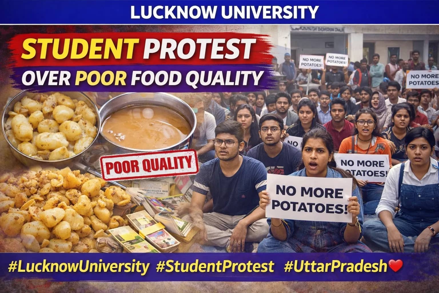 Lucknow University Students Protest Over Poor Hostel Food Quality, Allege Health Issues at Ganga Hostel