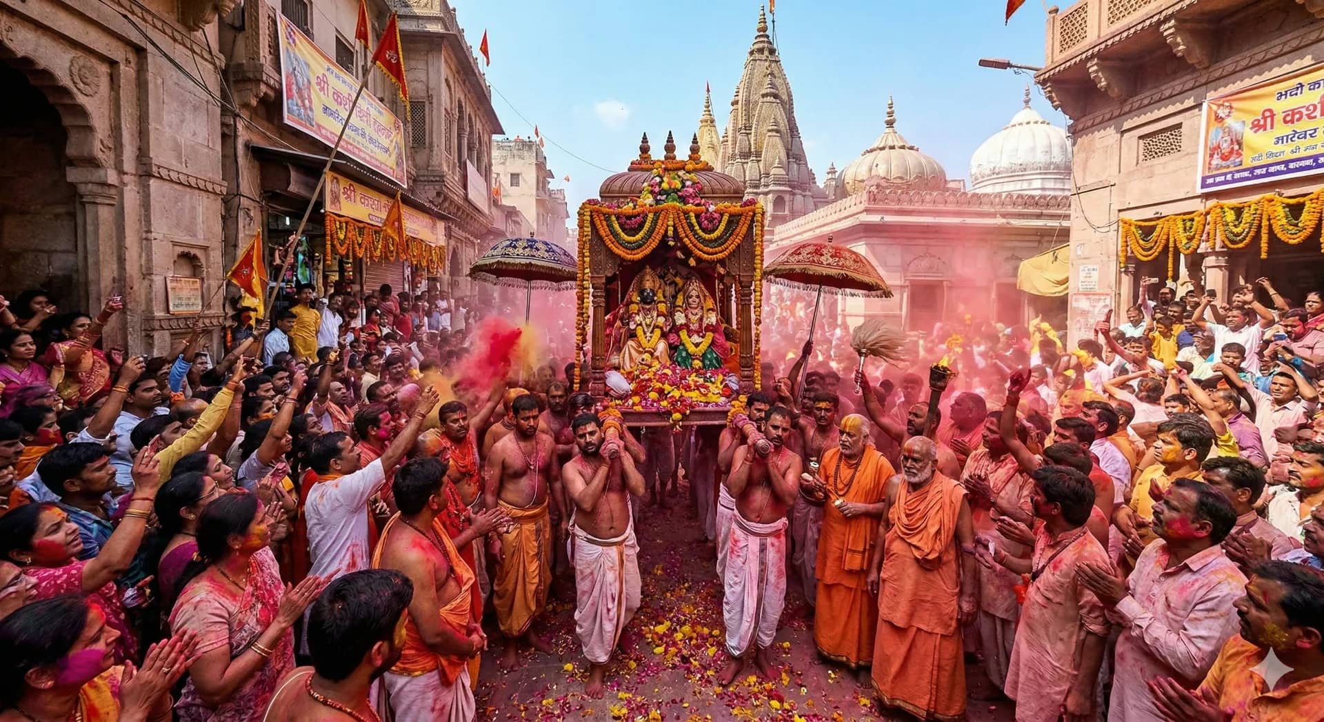 Rangbhari Ekadashi Celebrated with Grand Gauna Ceremony at Kashi Vishwanath Temple, Holi Festivities Begin in Varanasi