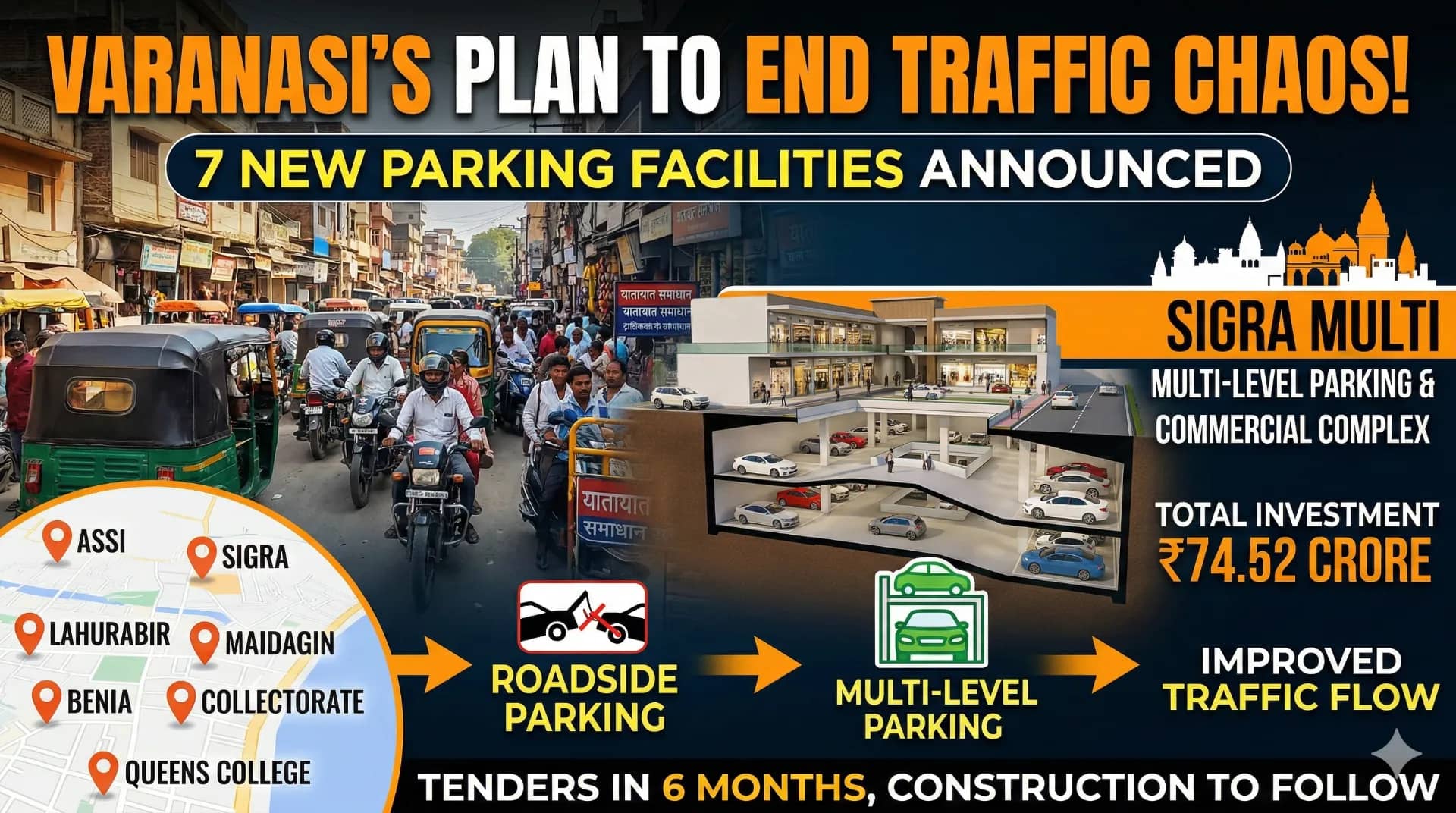 Varanasi Plans 7 New Parking Facilities to Tackle Rising Traffic Congestion