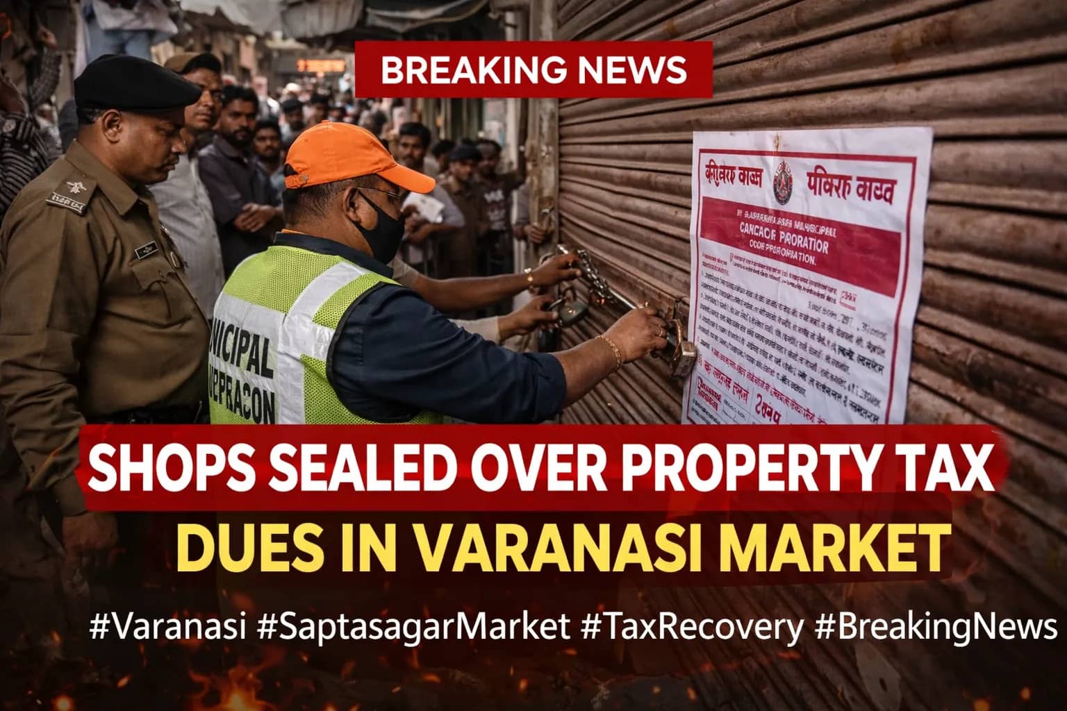 Varanasi Municipal Corporation Seals Shops in Saptasagar Medicine Market During ₹5 Crore Property Tax Recovery Drive