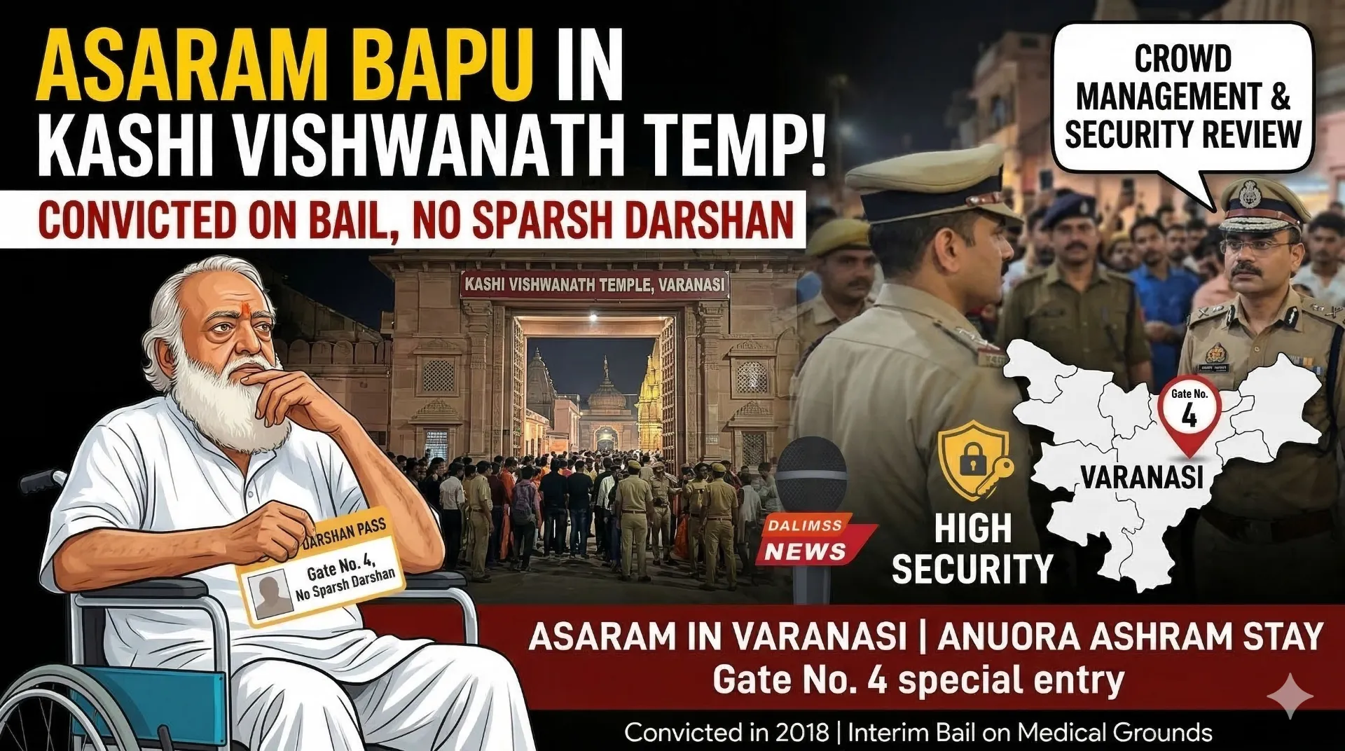 Asaram Bapu Visits Kashi Vishwanath Temple During Interim Bail Stay in Varanasi