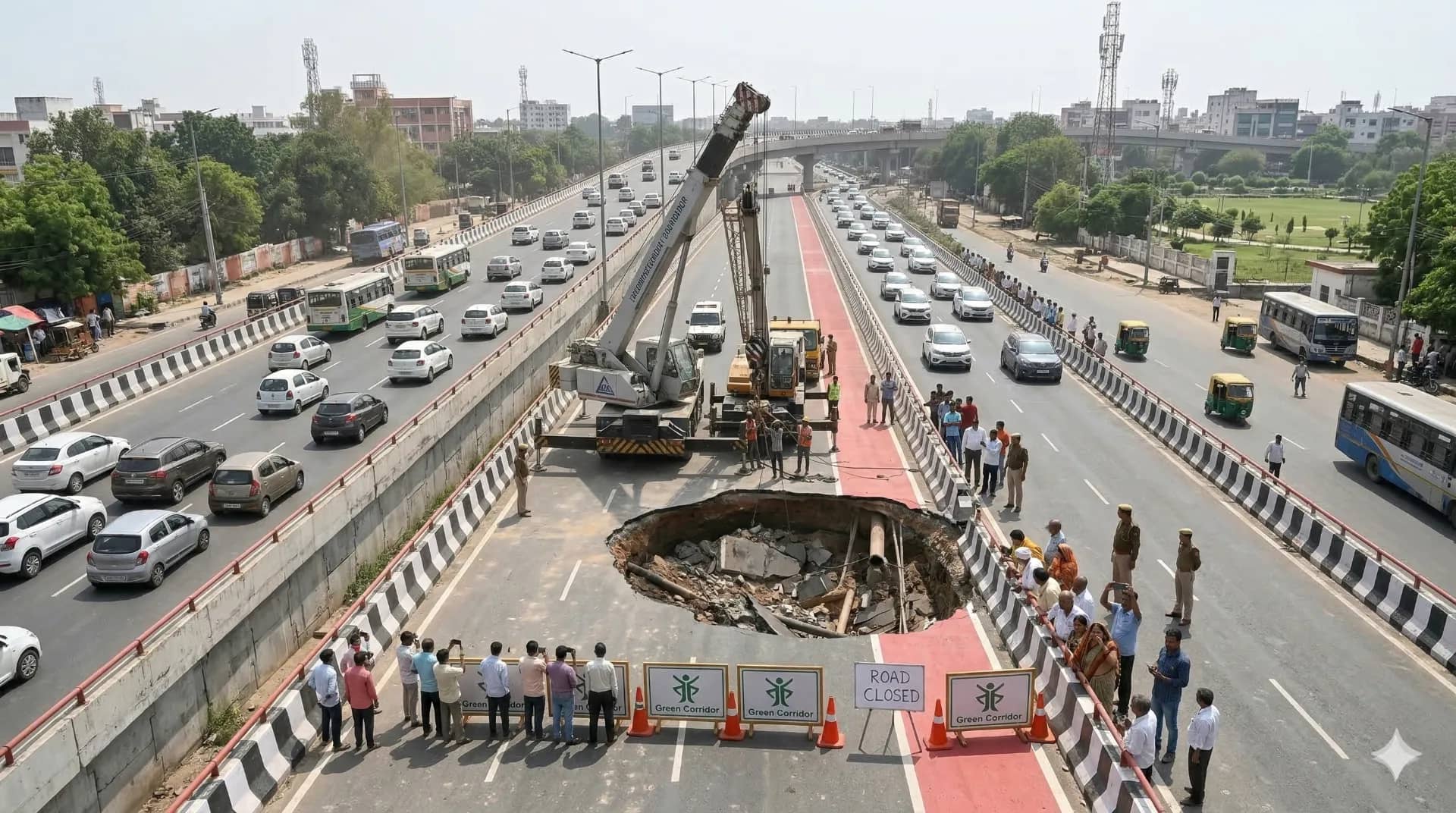 Inauguration Ke 2 Din Baad Hi Dhans Gayi Lucknow Green Corridor Road