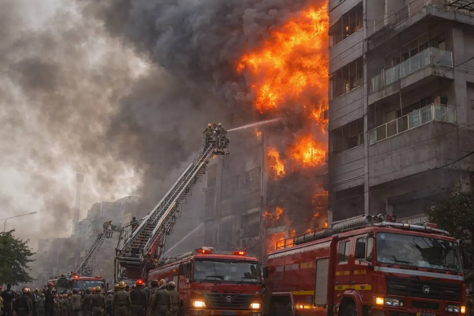Delhi Ke Palam Mein Building Mein Bhayankar Aag, 30 Fire Brigades Mauke Par