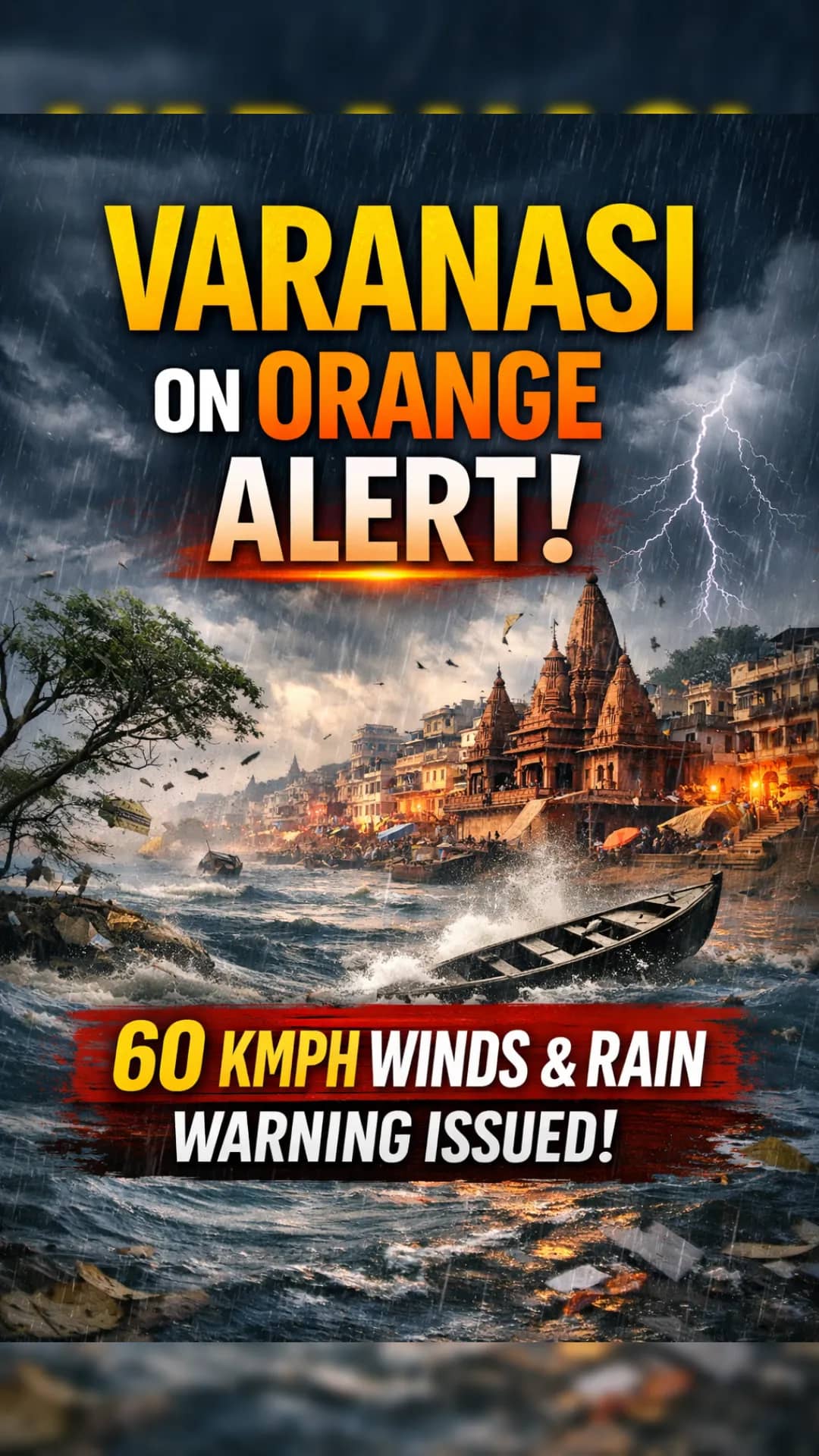 IMD Issues Orange Alert for Strong Winds and Rain in Varanasi, Wind Speeds May Reach 60 km/h