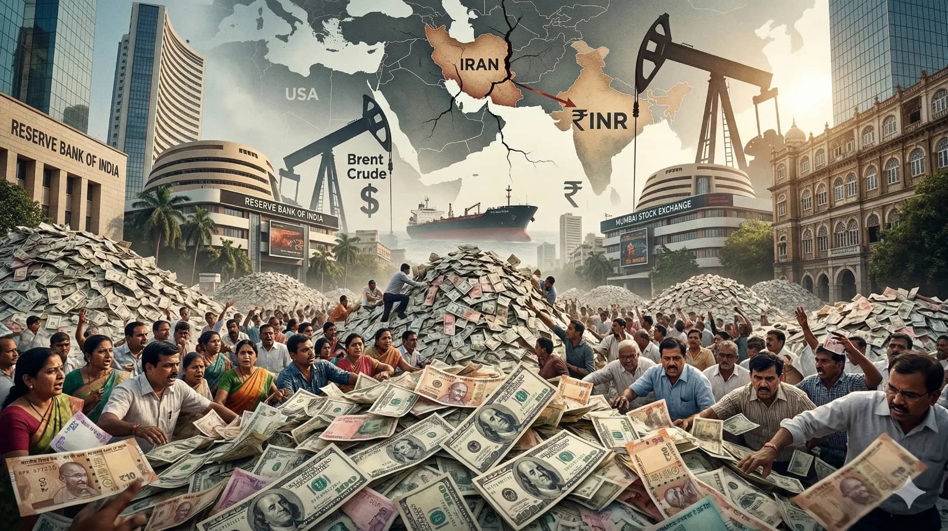 US-Iran Tensions Ke Beech Rupee Record Low Par, Dollar Ke Mukable 93.84 Tak Gira