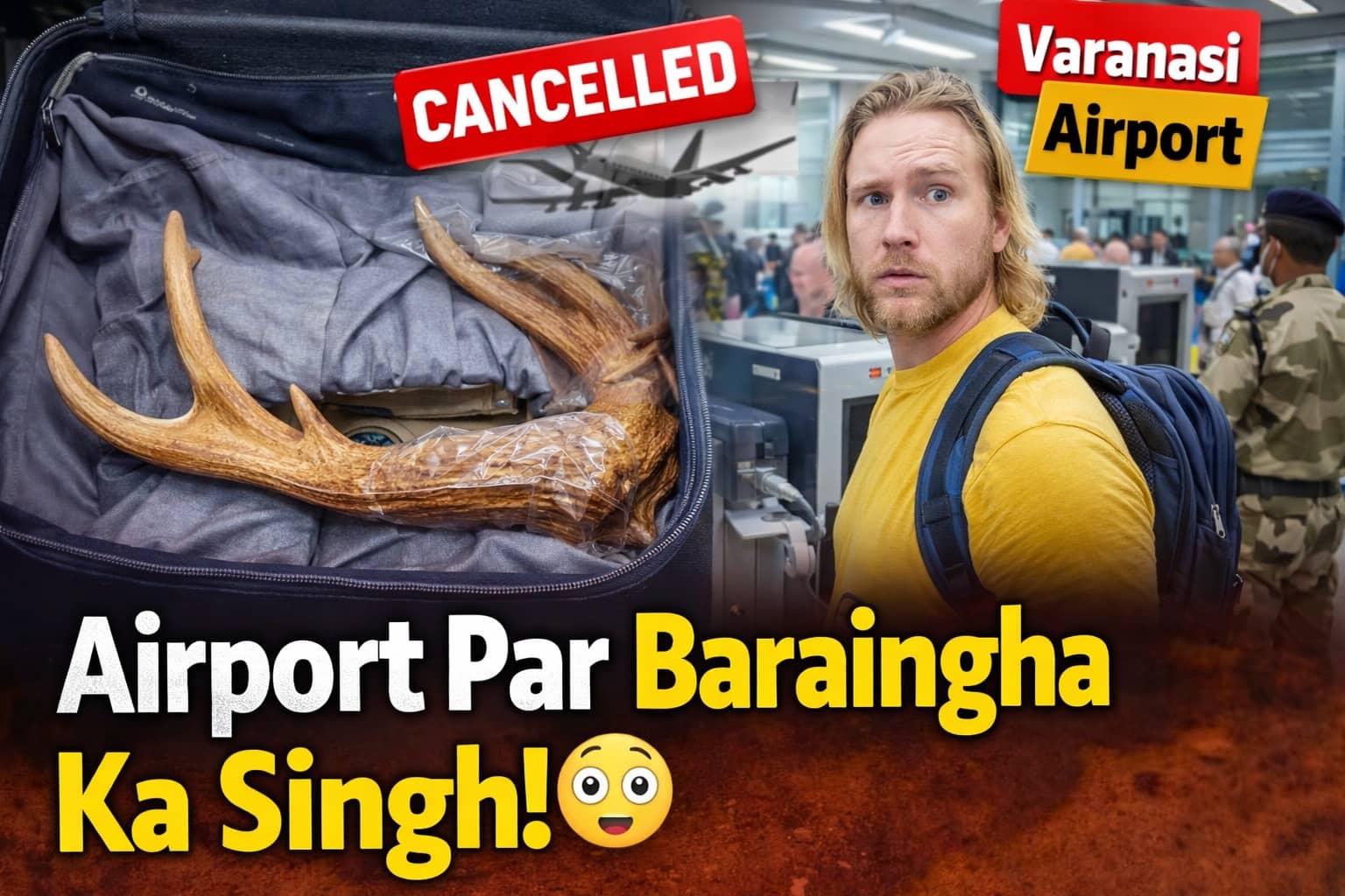 Russian Passenger Stopped at Lal Bahadur Shastri International Airport With Barasingha Antler, Wildlife Probe Begins