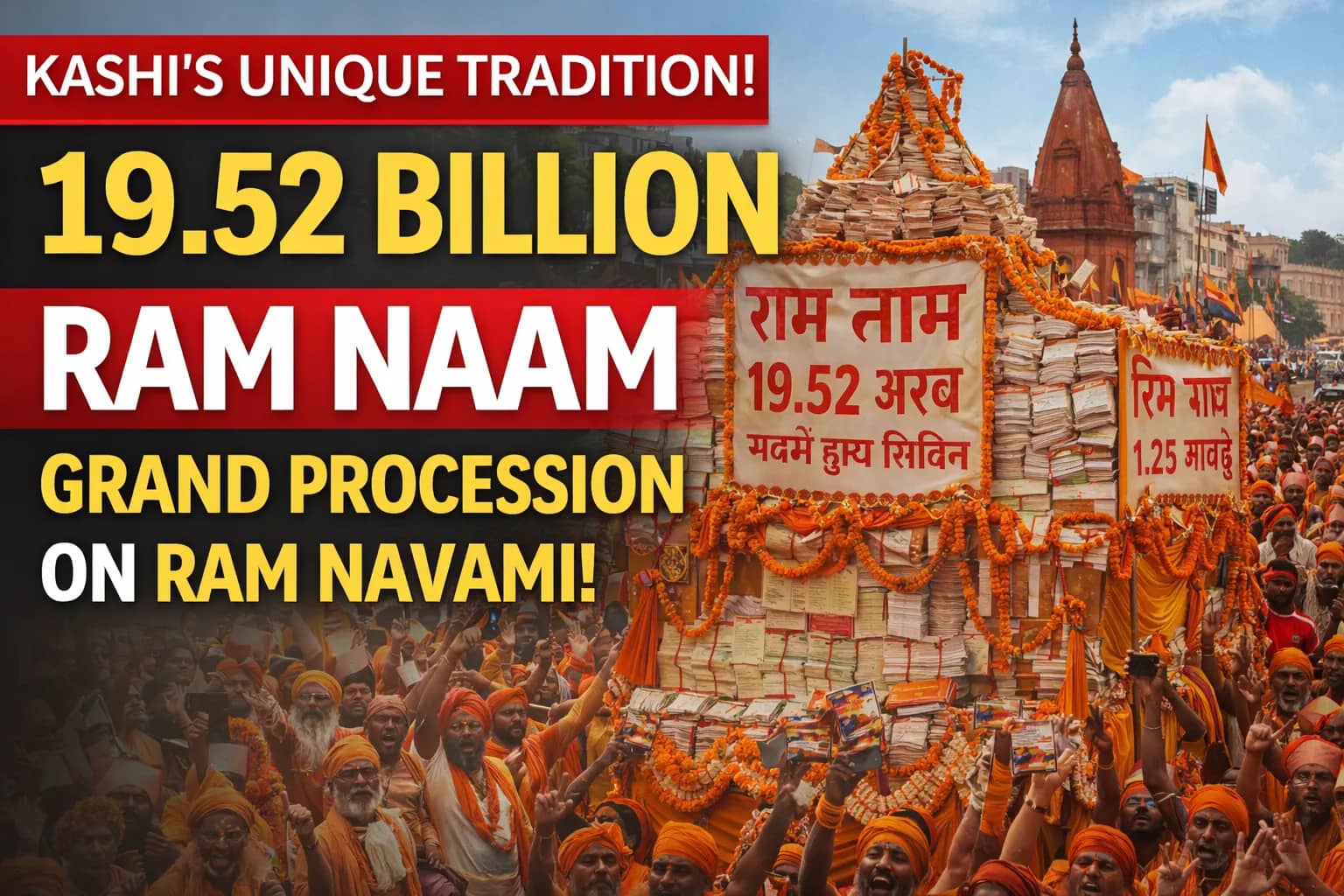 99-Year-Old Tradition in Varanasi: 19.52 Billion ‘Ram Naam’ Procession Marks Ram Navami at Ram Ramapati Bank