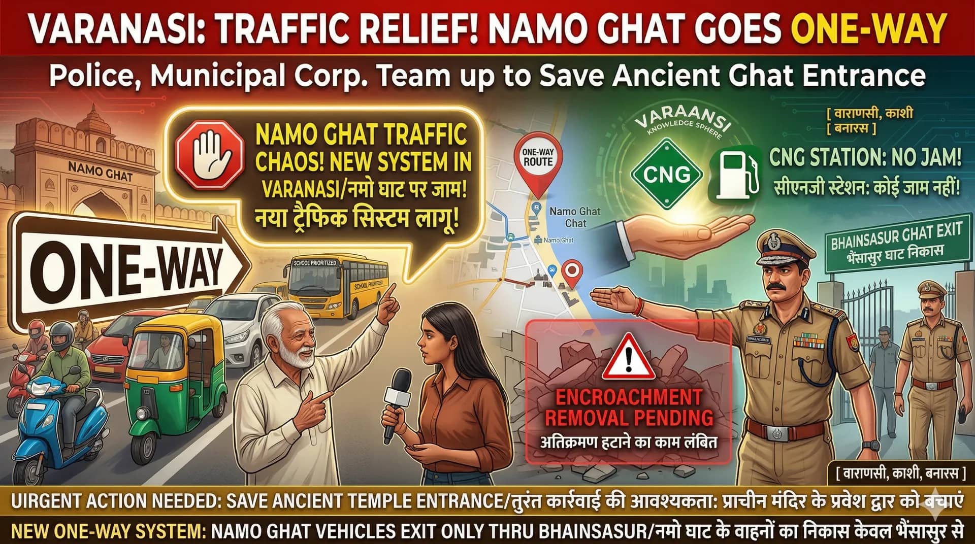 Varanasi Traffic Update: One-Way System Introduced Near Namo Ghat to Reduce Congestion