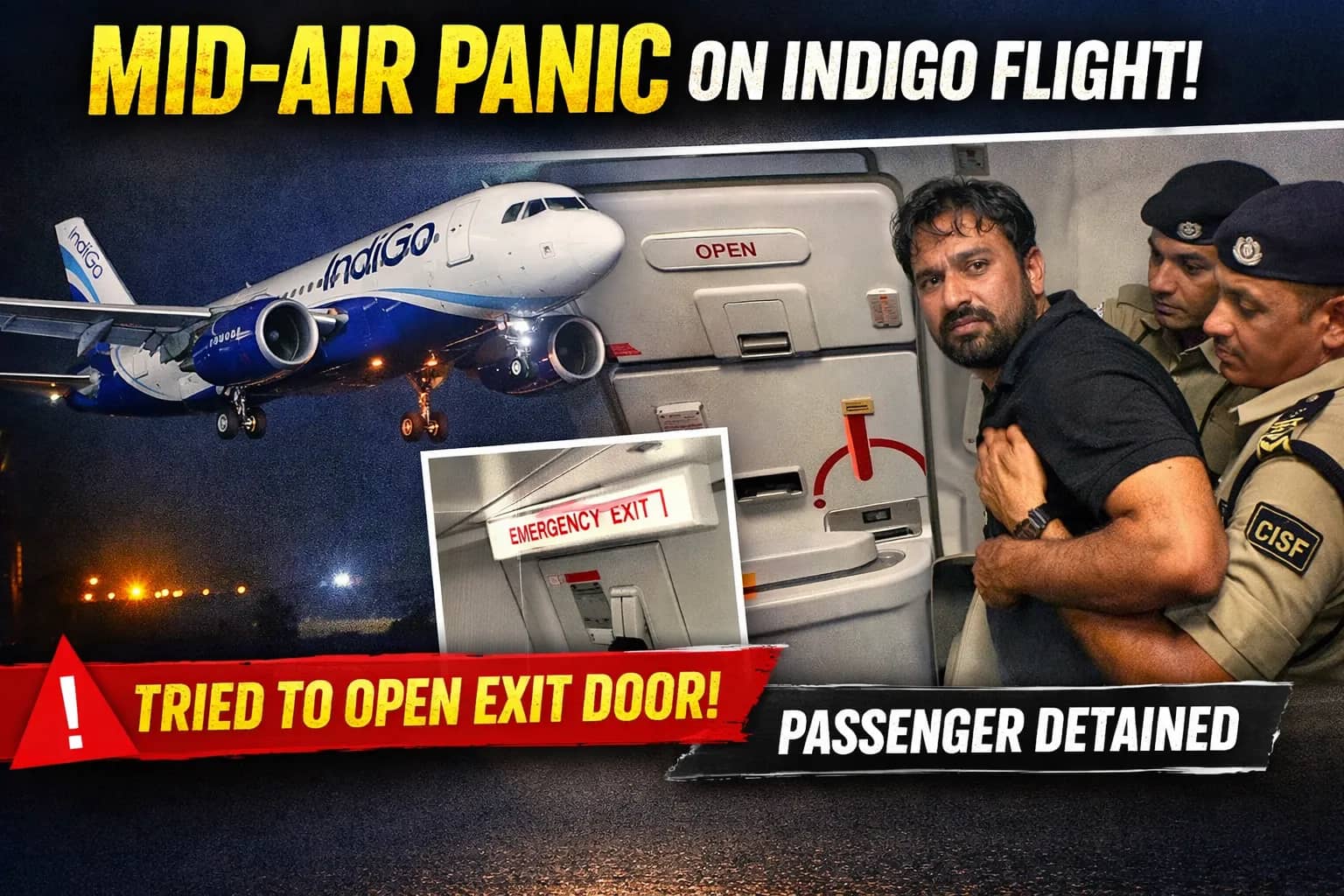 Mid-Air Scare on IndiGo Flight to Varanasi After Passenger Attempts to Open Emergency Exit