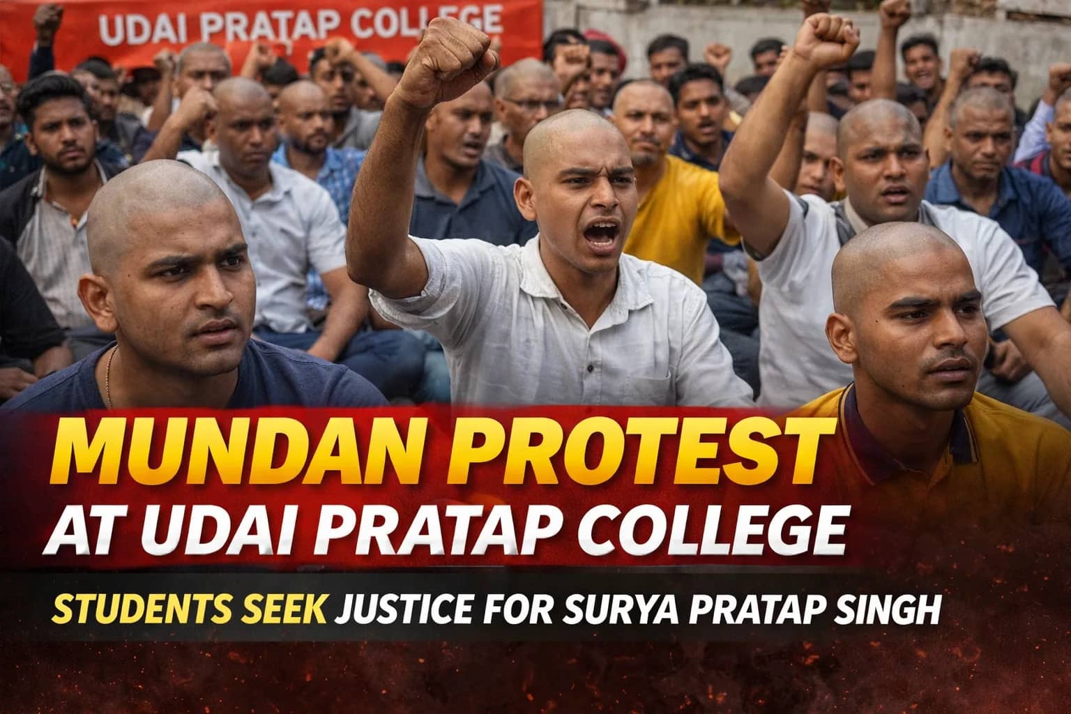 Protests Intensify at Udai Pratap College After Killing of Student Surya Pratap Singh