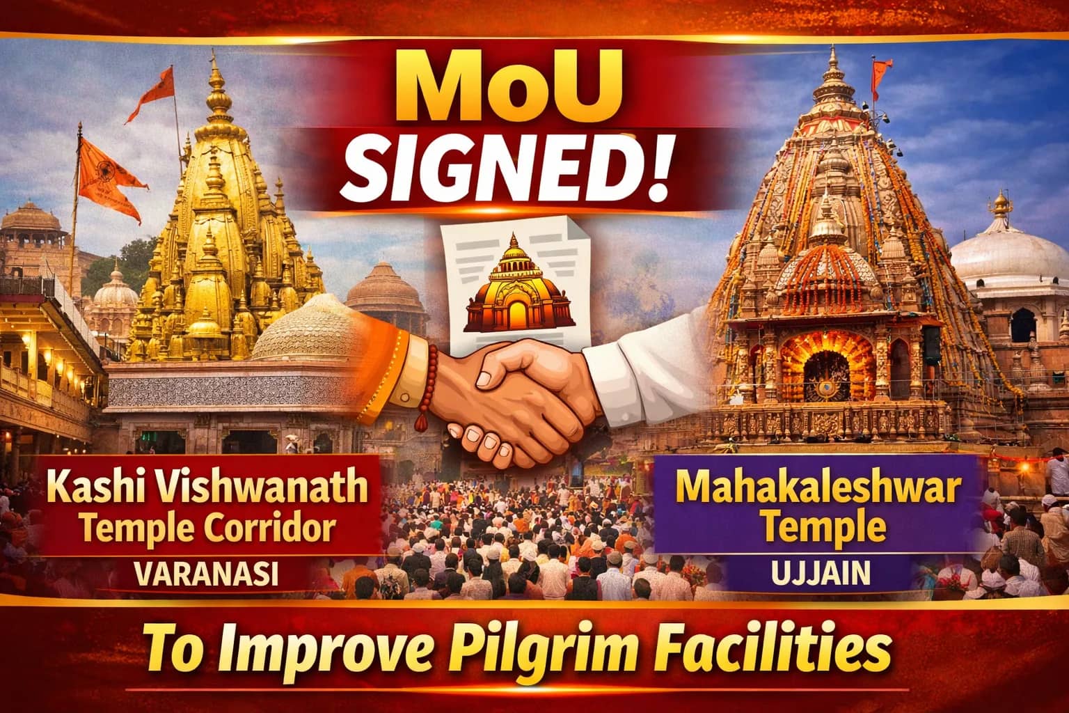 MoU Signed Between Kashi Vishwanath Temple Corridor and Mahakaleshwar Temple to Improve Pilgrim Facilities in Varanasi