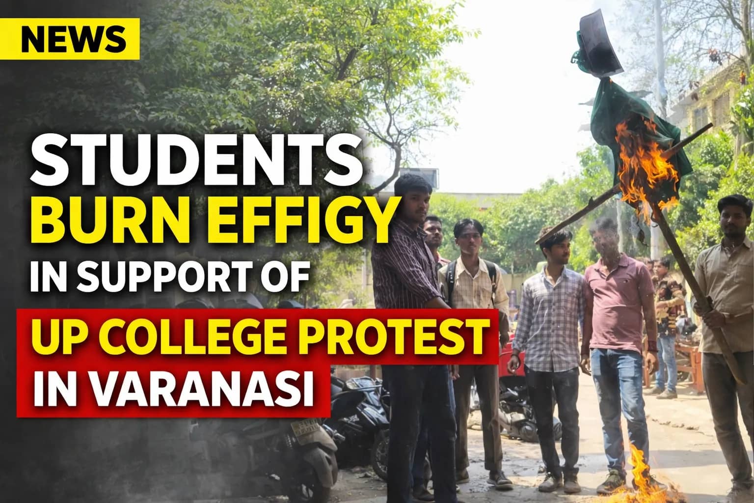 UP College Protest Spreads in Varanasi: Harish Chandra PG College Students Burn Effigy of Principal