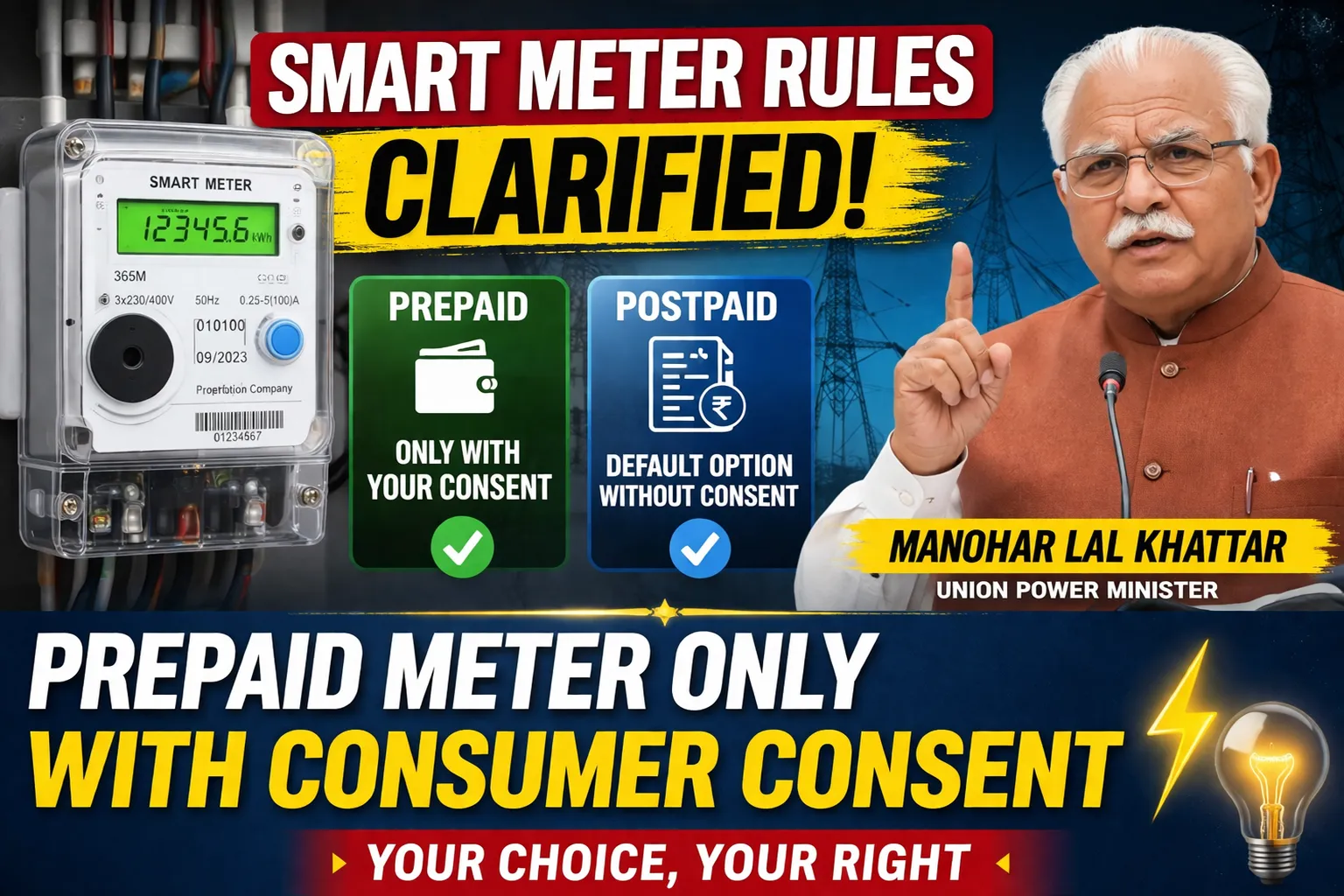 Consumer Choice First: Prepaid Smart Meters Can’t Be Installed Without Consent, Govt Clarifies