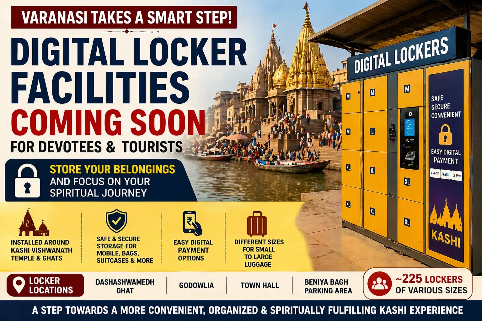 Varanasi to Install Digital Locker Facilities Near Kashi Vishwanath Temple and Ghats for Devotees’ Convenience