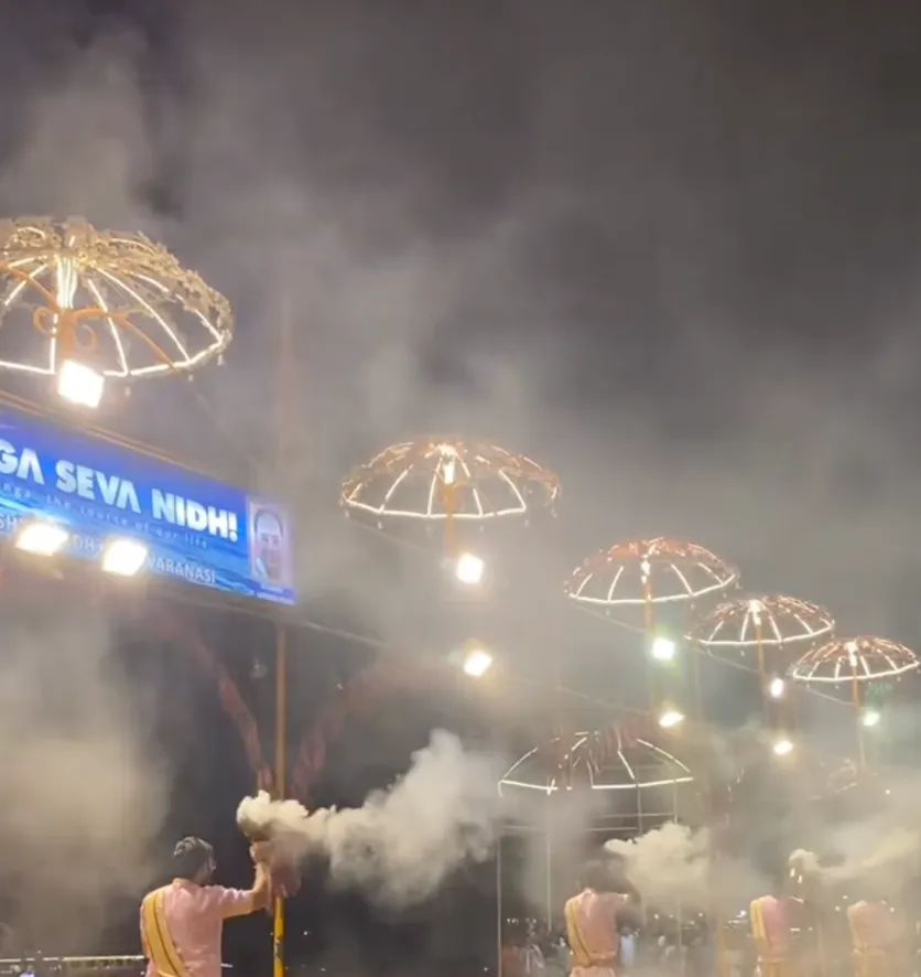 Shri Kashi Vishwanath Dham corridor entrance at Lalita Ghat prepared for Sawan pilgrims in Varanasi