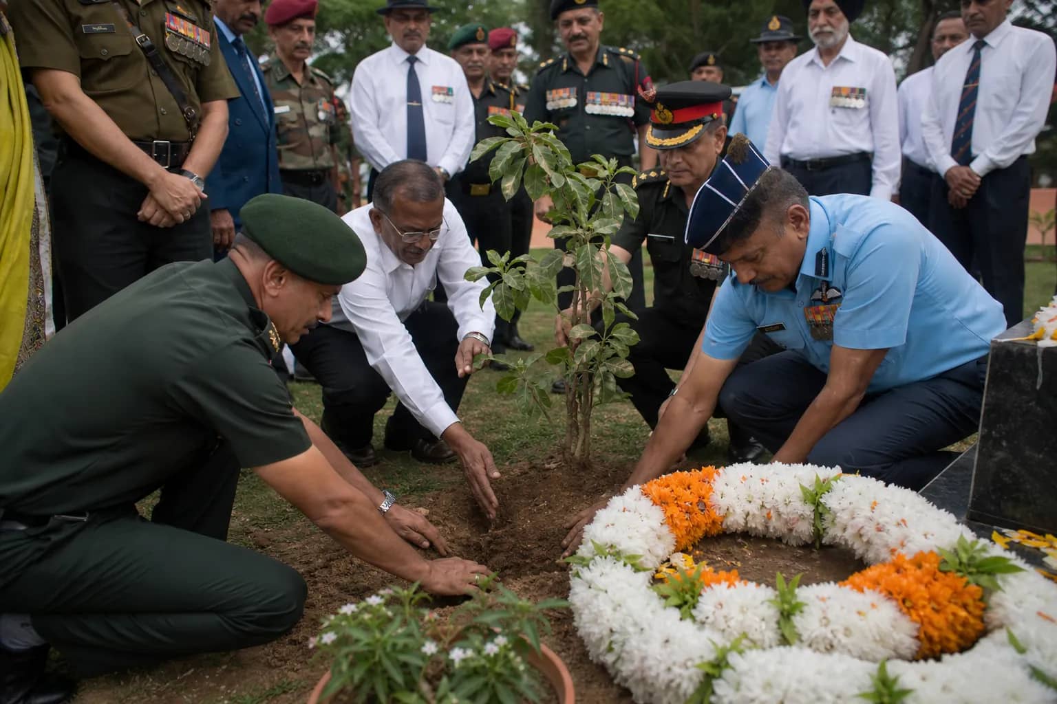 Representative Kargil remembrance ceremony with veterans planting a memorial sapling