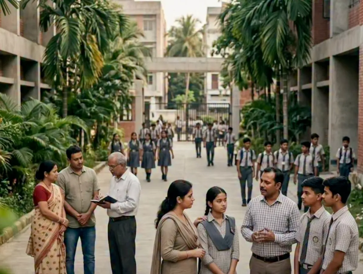 Exterior view of a modern school campus building in Guwahati Assam