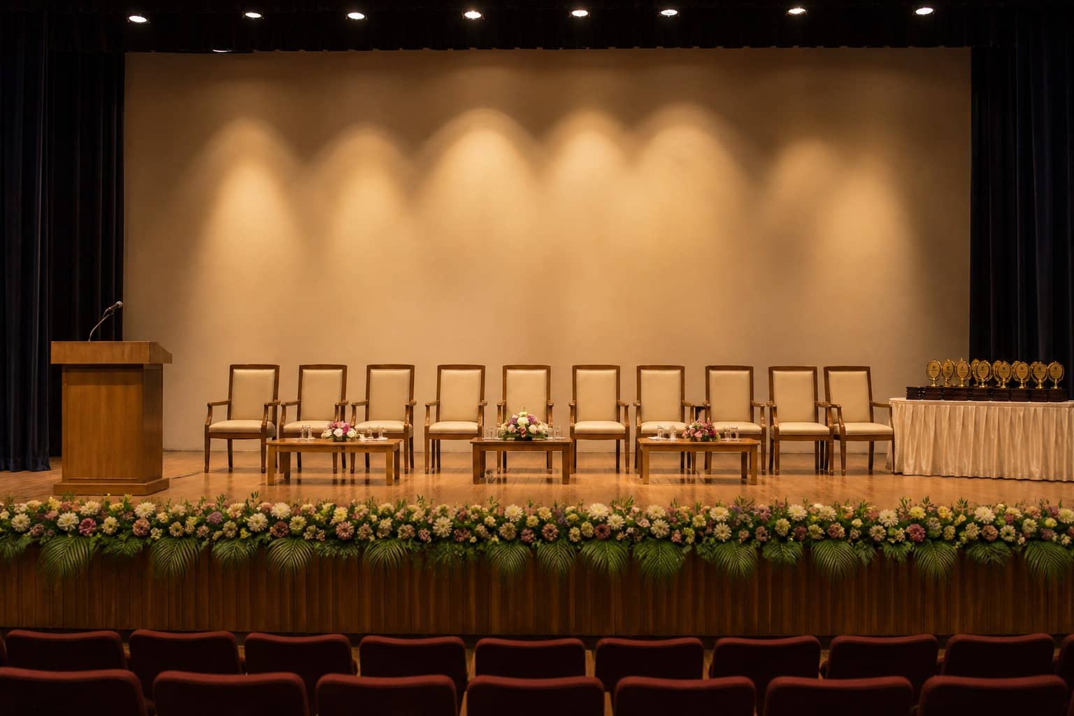 Representational illustration of a school classroom with blackboard and desks prepared for a Teachers’ Day observance