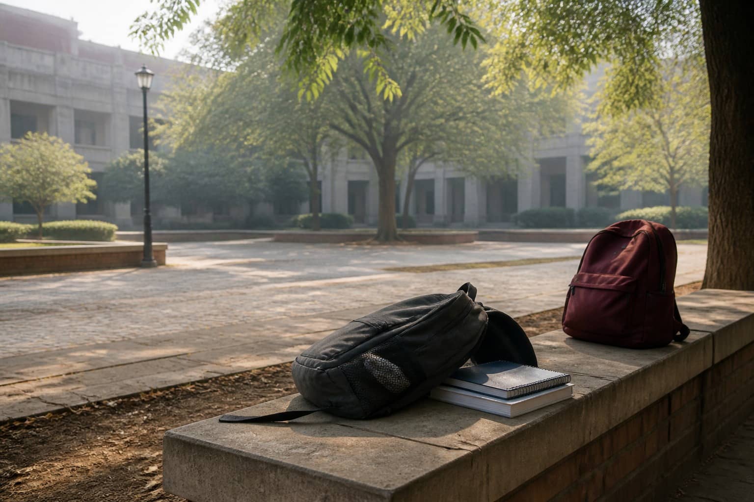 Representational illustration of young Indian students packing for an educational cultural tour in a campus setting