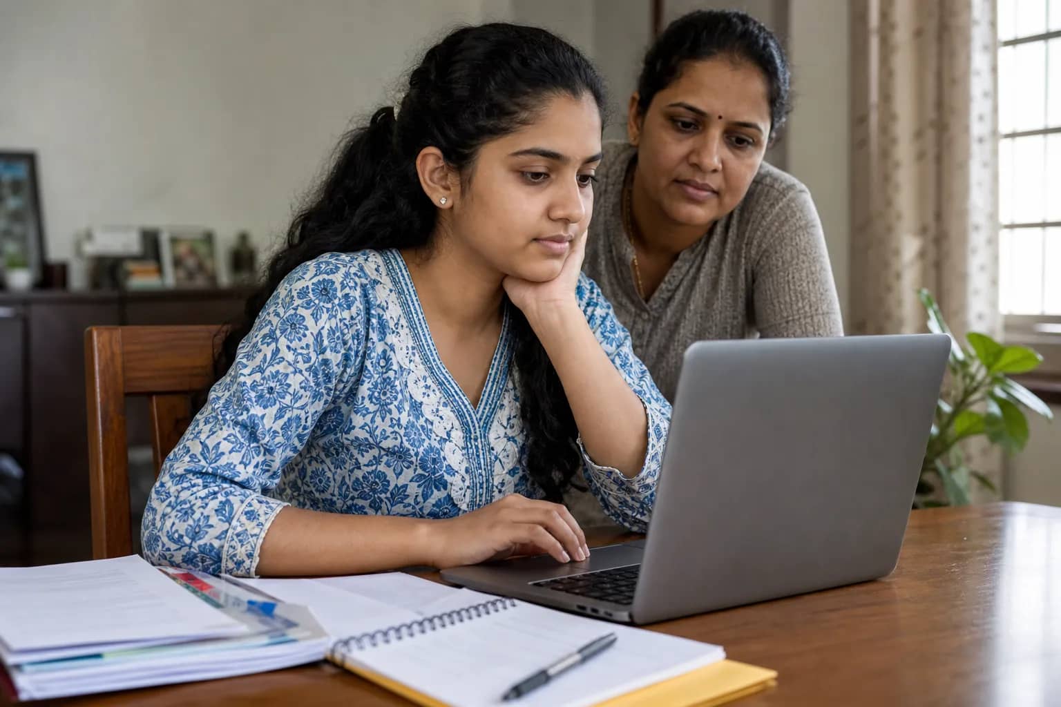 Student checking the Karnataka UGCET Round 2 provisional allotment on a laptop