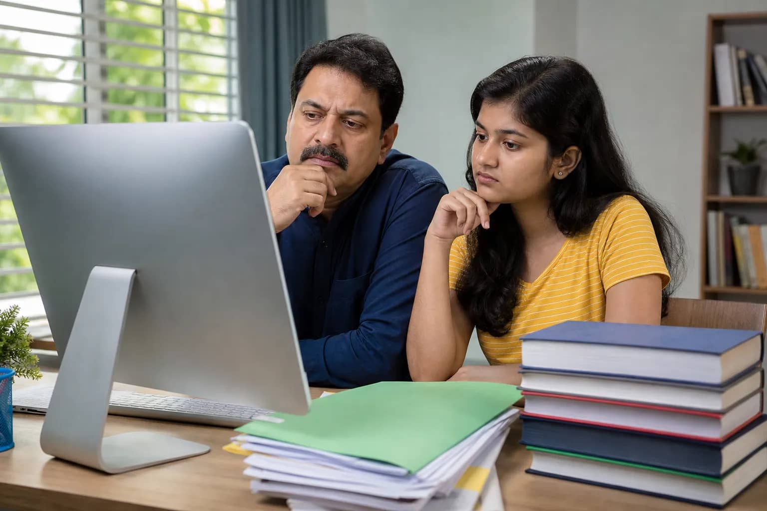 Medical aspirant checking a Karnataka UGNEET seat allotment notice on a computer