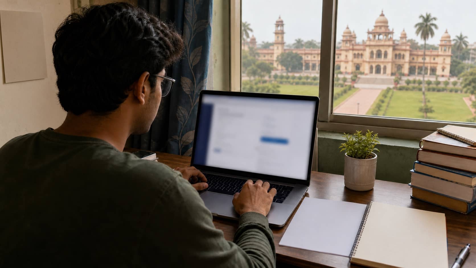 University student reviewing an online admission and fee refund page