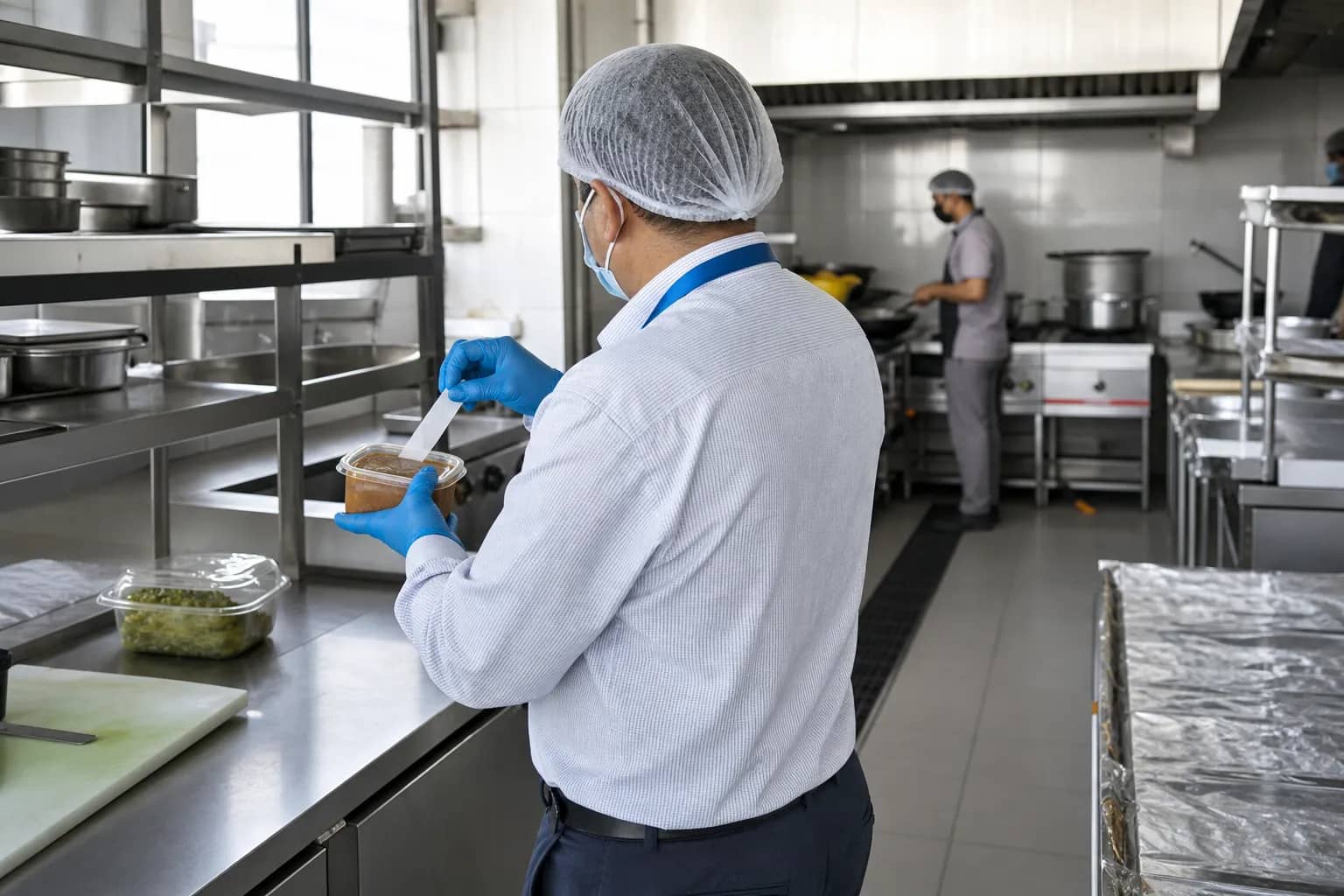 Food safety officer inspecting a commercial kitchen in Gurugram