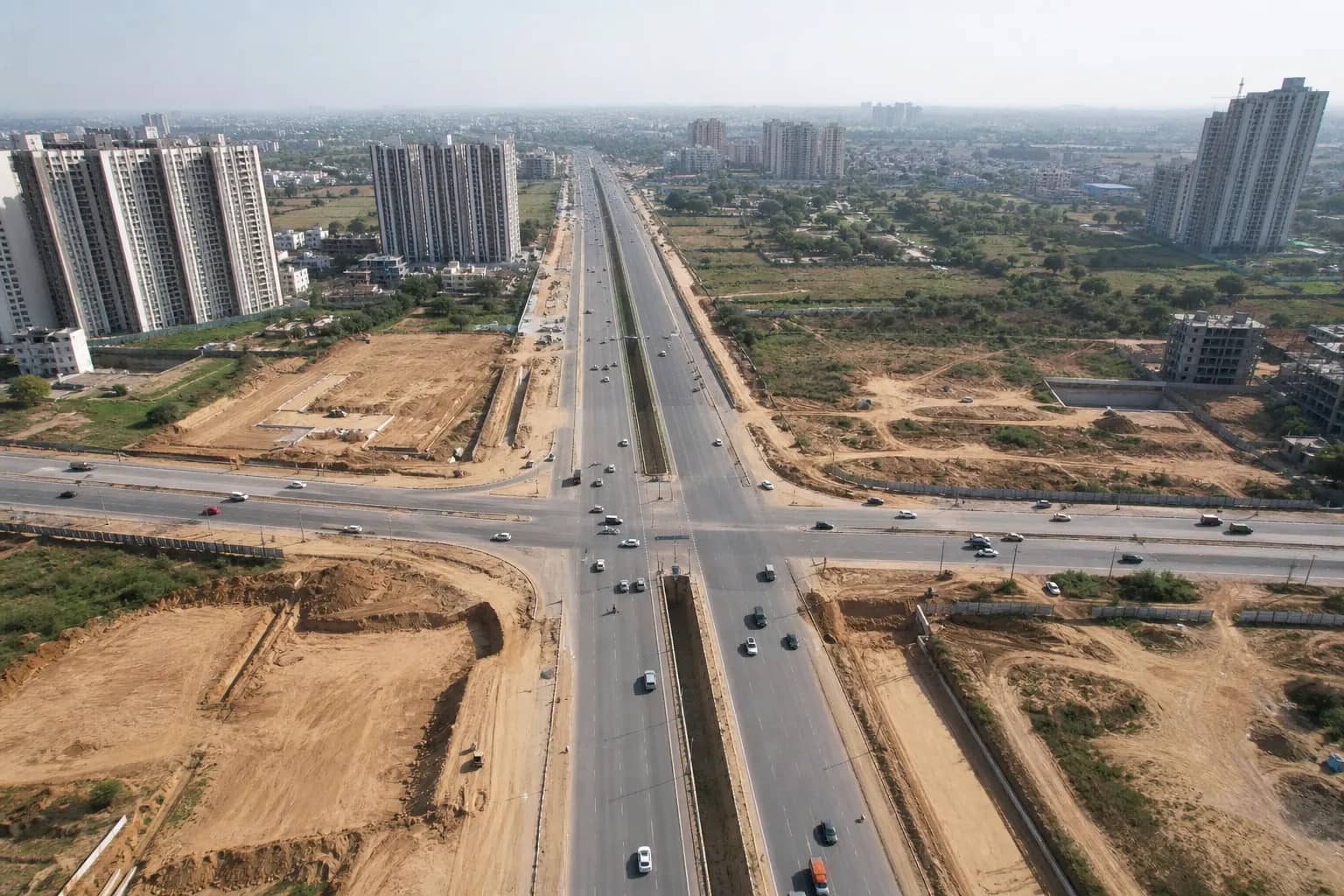 Sohna Highway junction between developing Gurugram sectors