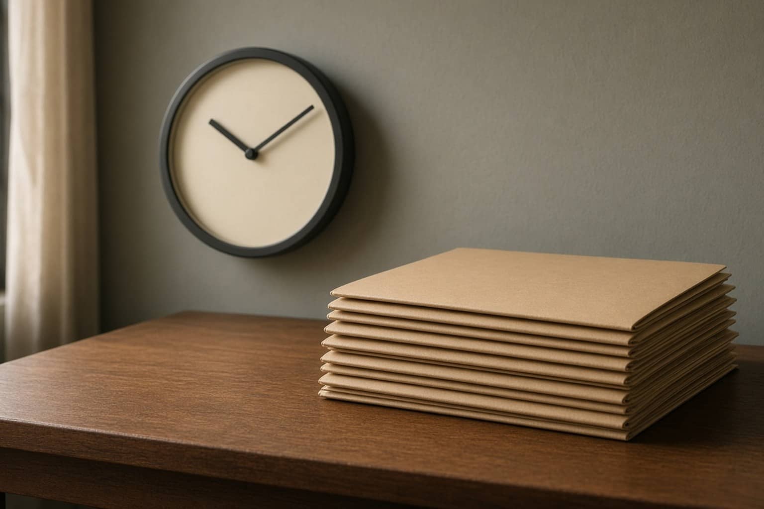 Representational illustration of a Gujarat medical admission desk with choice-filling papers and a wall clock