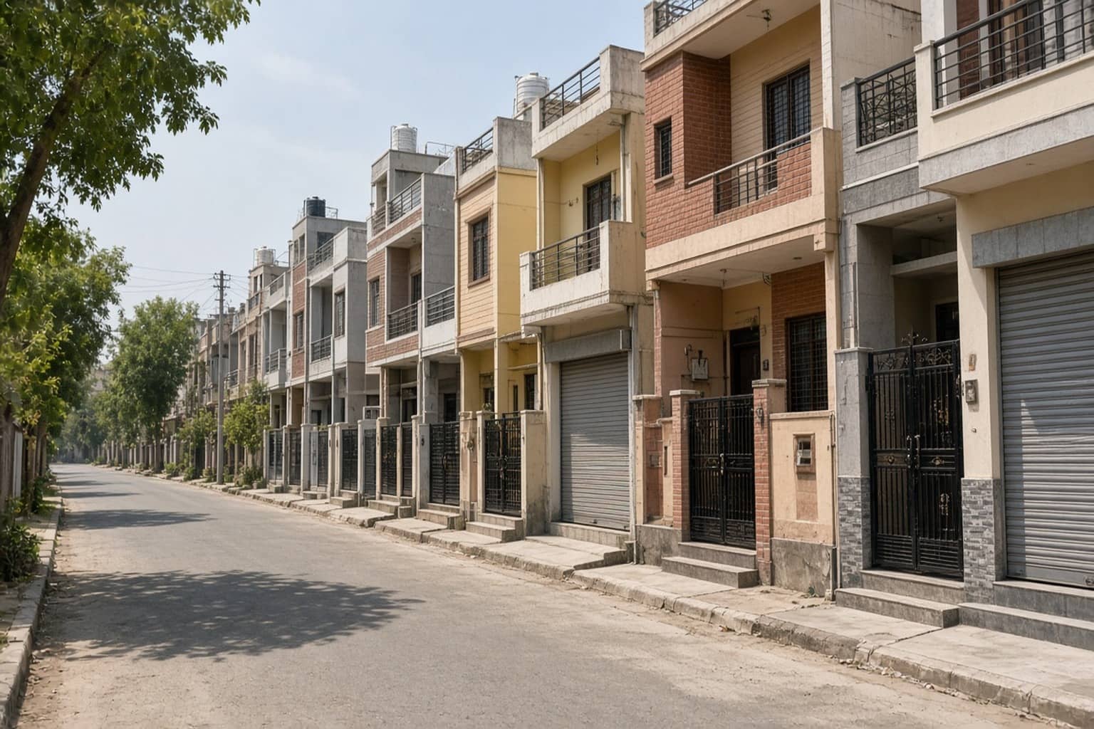 Demolition debris outside a residential house in a Gurugram licensed colony
