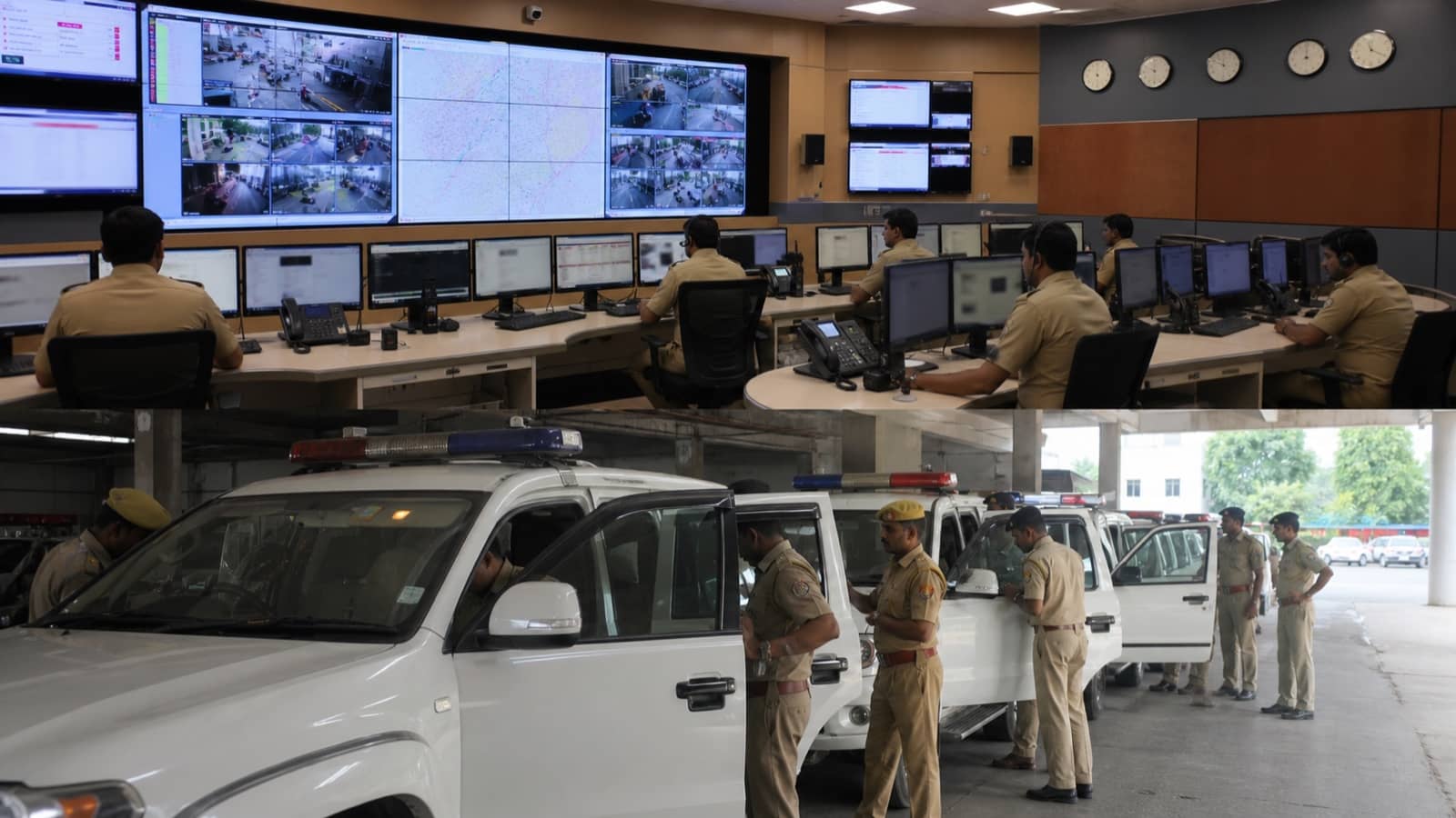 Emergency call operators and a response vehicle team preparing for dispatch in Varanasi