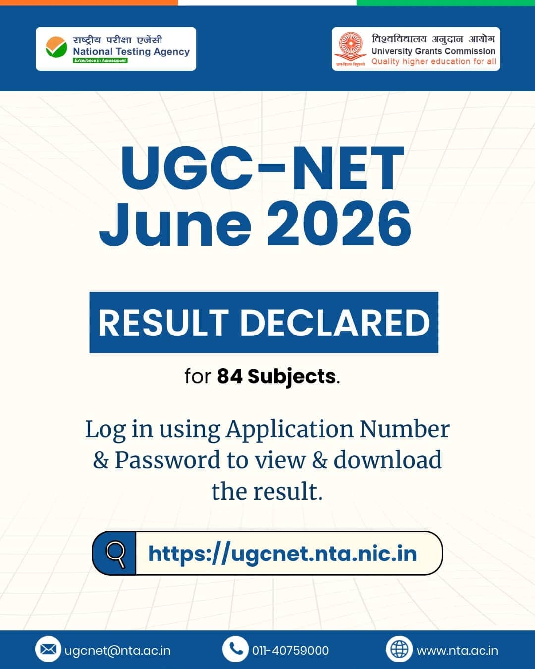 UGC NET June 2026 Result Declared for 84 Subjects; Check Scorecard at Official Website