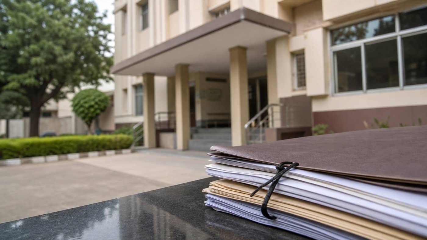 Neutral exterior of a maternity hospital and courthouse files