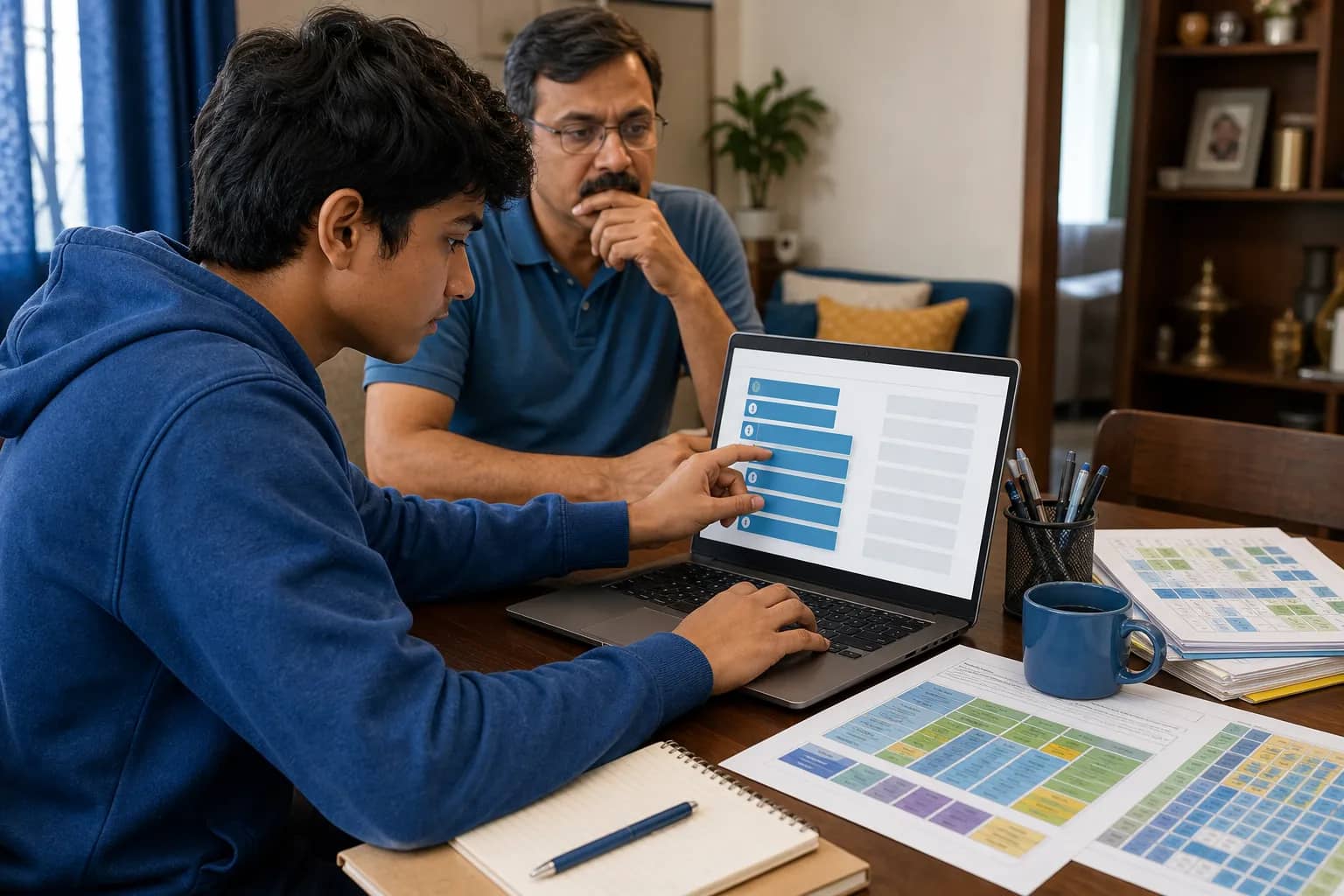 Representational Karnataka student arranging college choices on an online counselling portal
