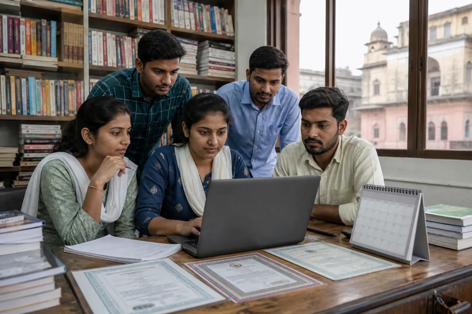 Teacher recruitment candidates checking a postponed application notice on a laptop