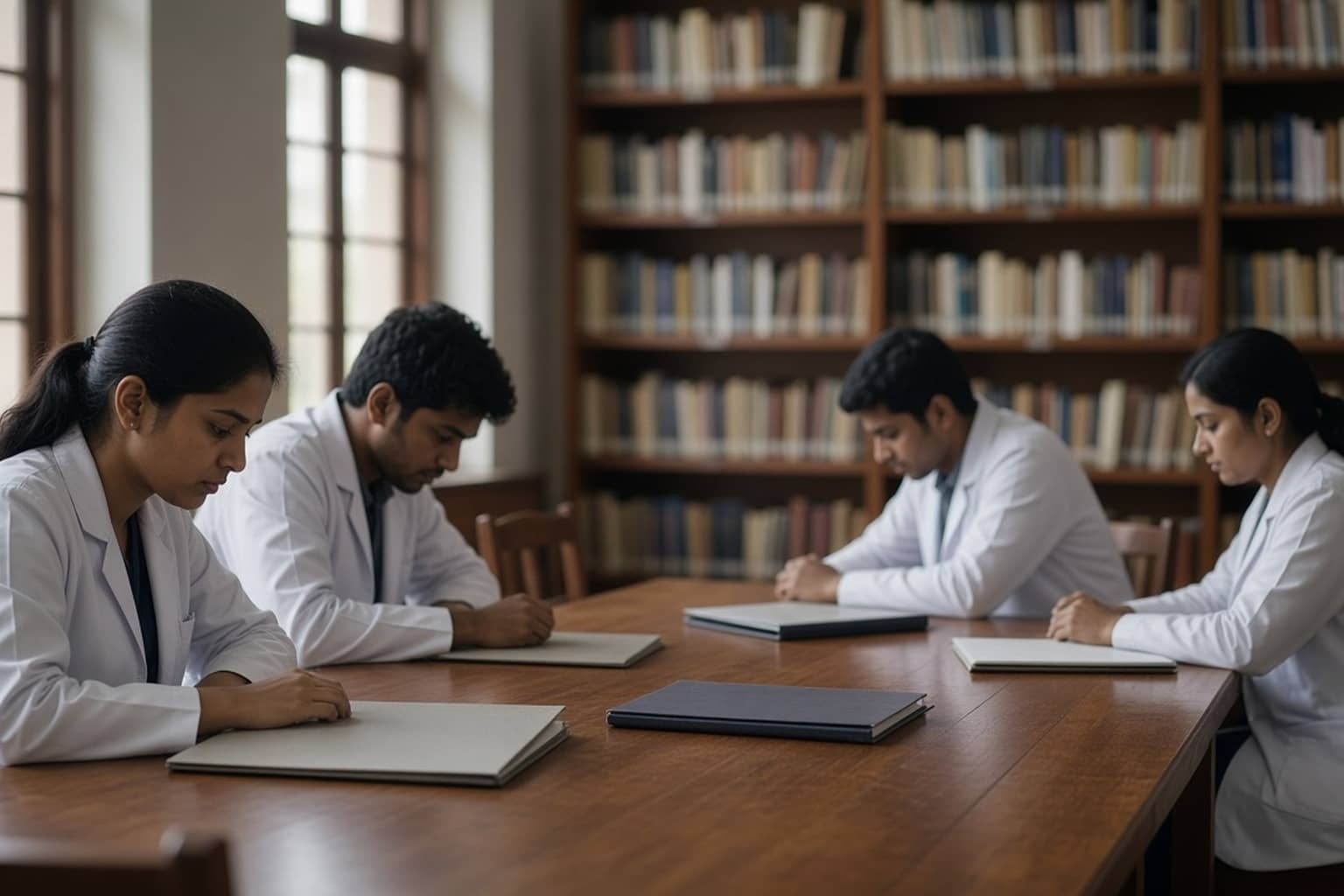 Representational illustration of three unmarked matrix stacks on a counselling desk