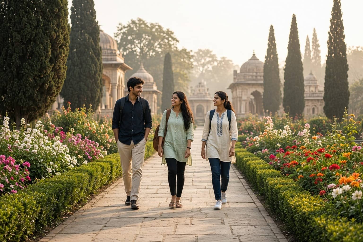 Representational illustration of a campus group booking a garden educational visit
