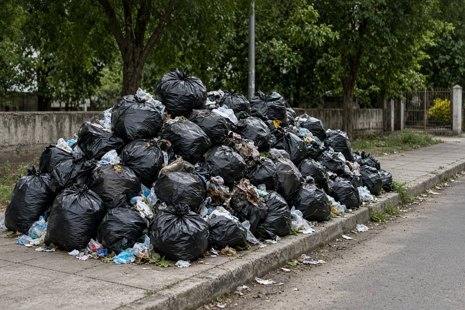 Accumulated municipal waste at a Gurugram garbage vulnerable point