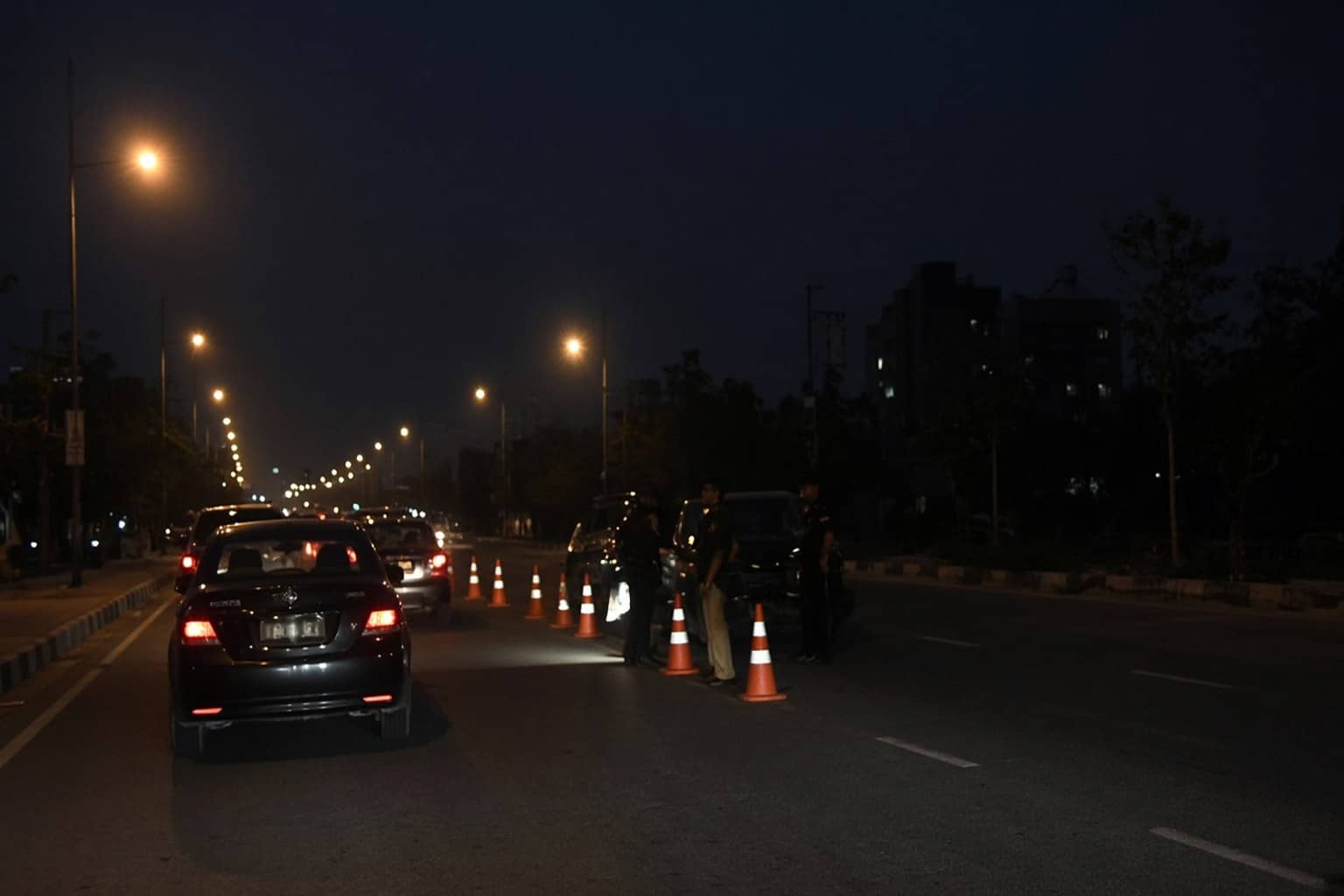 Night traffic police drink-driving checkpoint in Gurugram