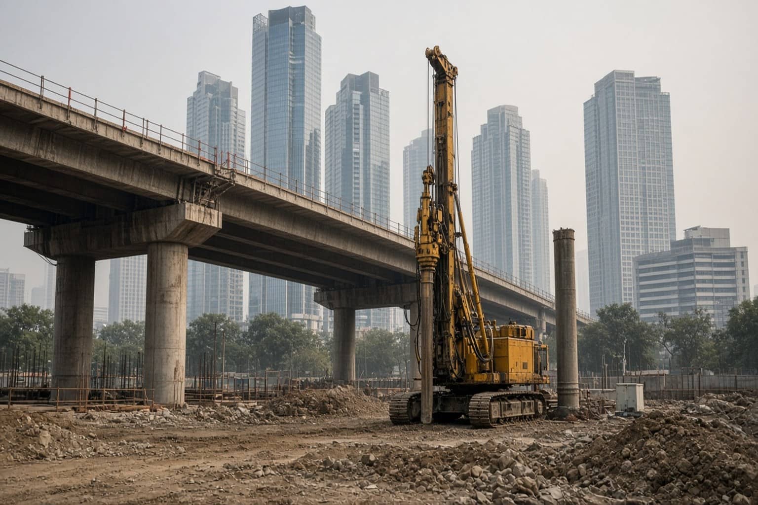 Service road and expressway near Ambience Mall Gurugram